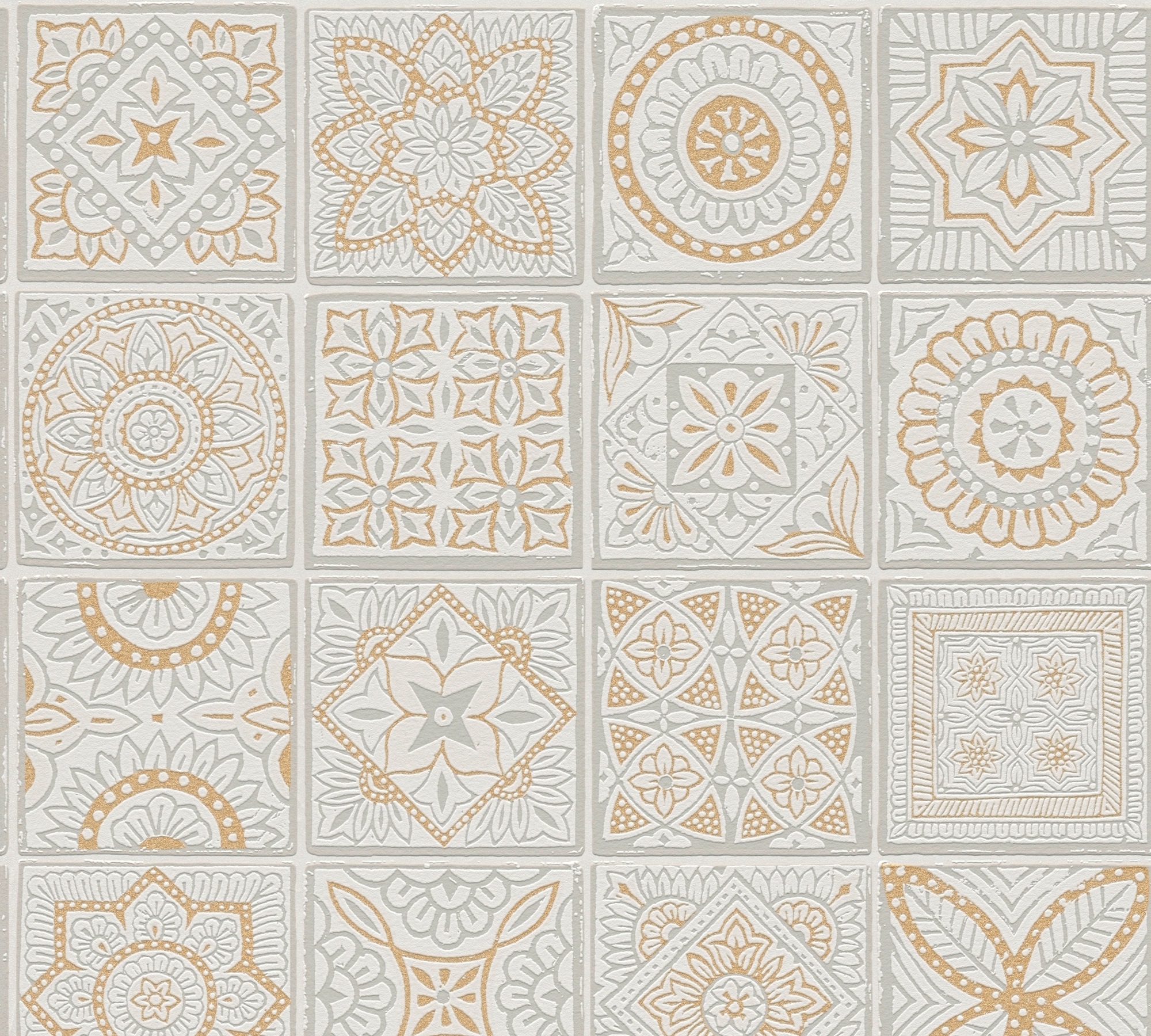 A.S. Création Vliestapete »Terra Tapete Vintage Fliesen«, matt-gemustert-neutral, Fliesen-Tapete Fliesenoptik Patchwork strukturiert Glitzer Tapeten