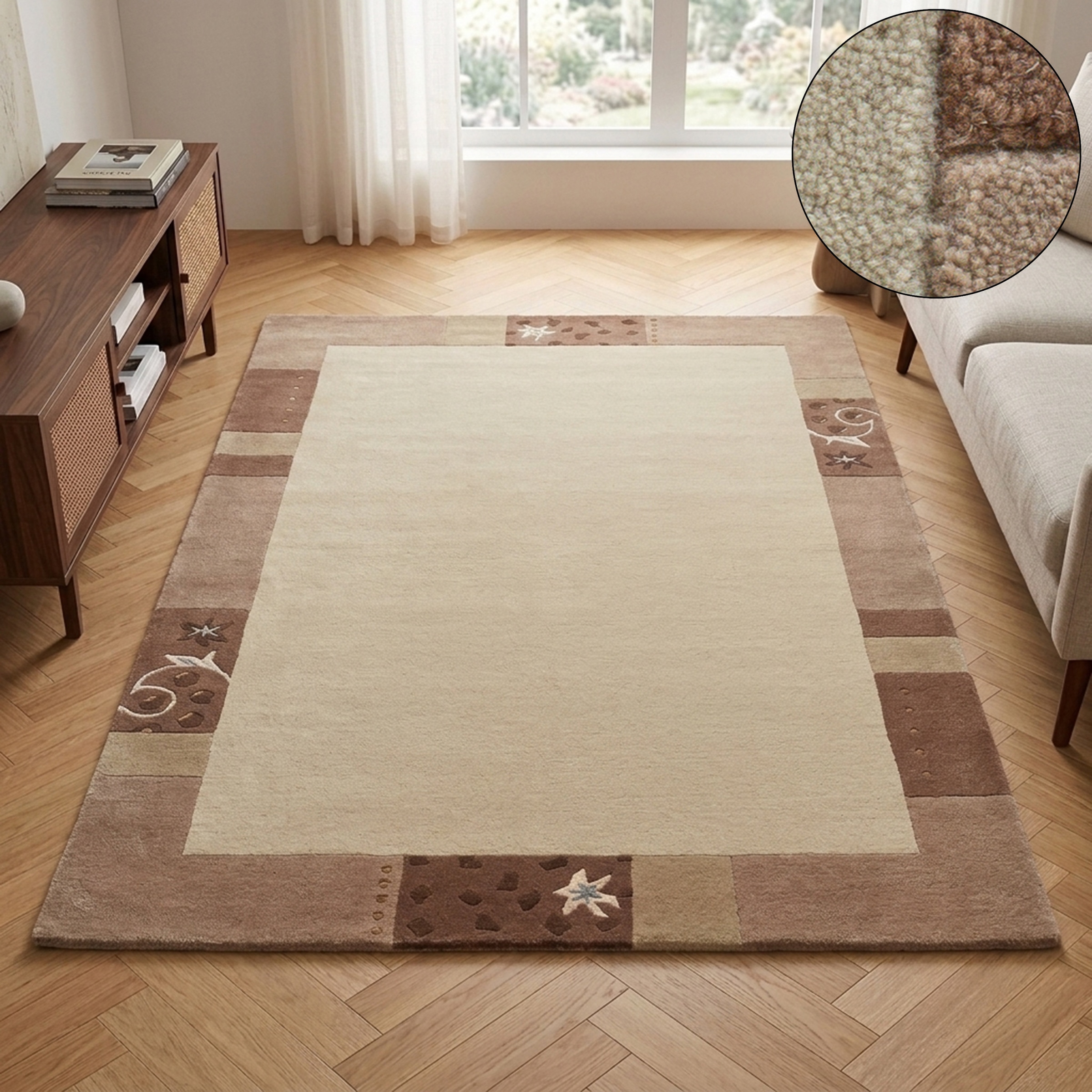 THEKO Wollteppich »Royal Ganges« rechteckig 13 mm Höhe 95% Wolle, mit Bordüre, auch in rund, Wohnzimmer, Schlafzimmer