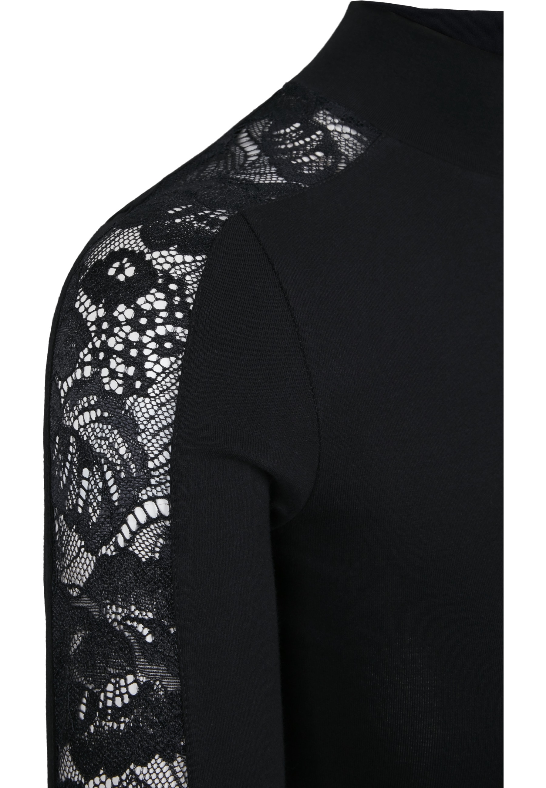 URBAN CLASSICS T-Shirt »Urban Classics Damen Ladies Lace Striped LS« 1 Stk.