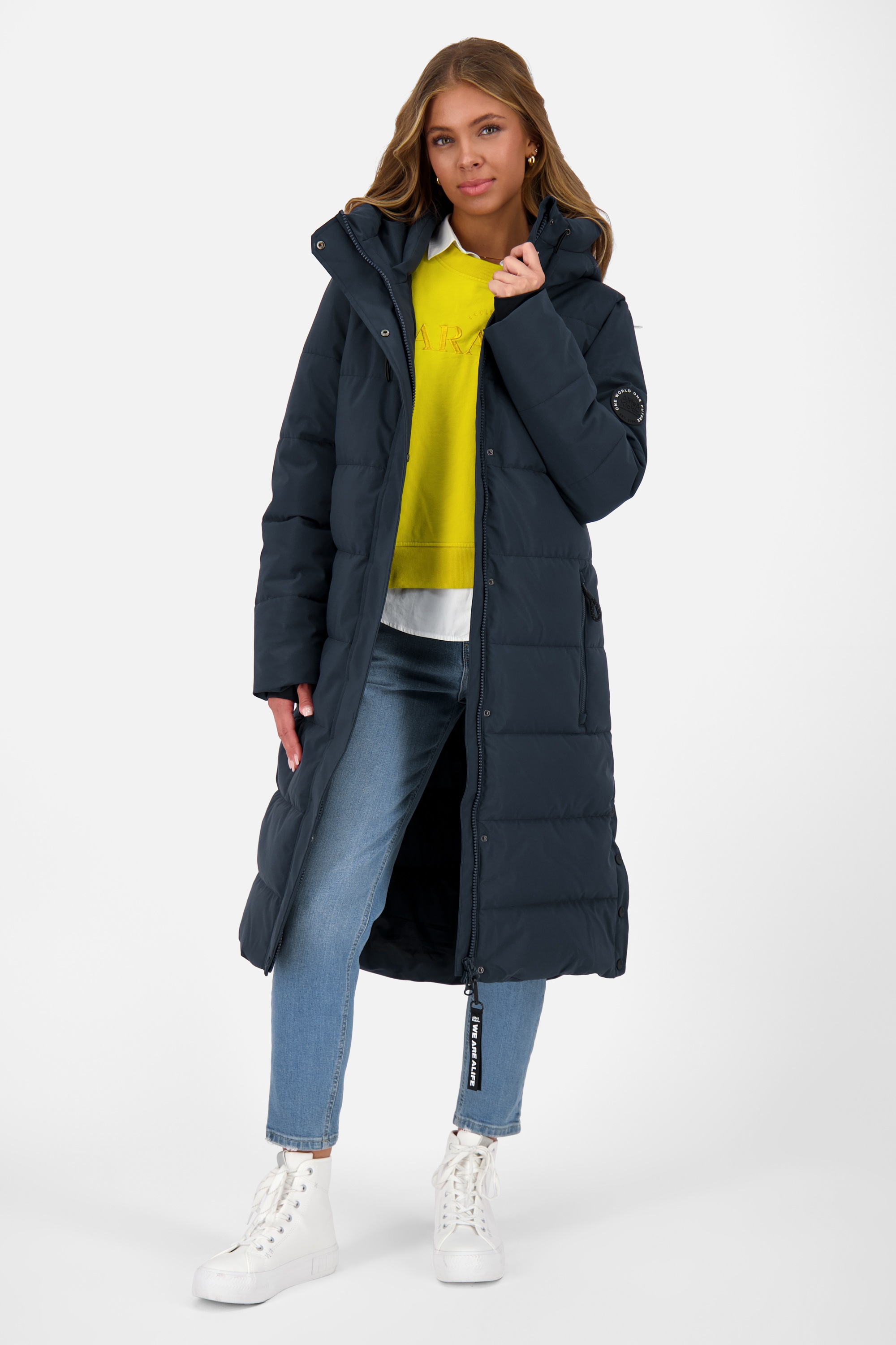 Alife & Kickin Steppjacke »Damen KatiaAK A«, mit Kapuze, Langer Wintermantel mit großer Kapuze und regulierbarer Beinfreiheit