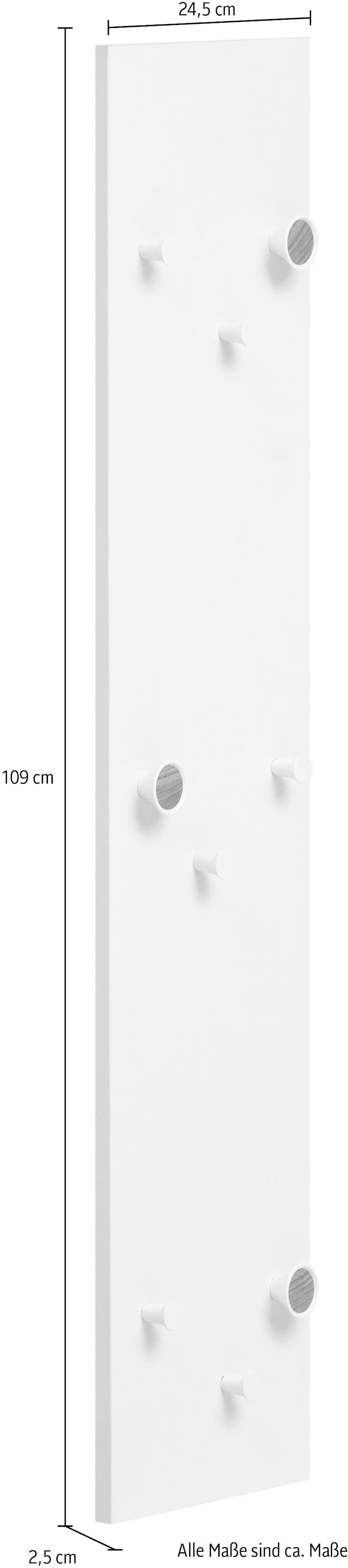 Schildmeyer Garderobenpaneel »Bjarne, Breite 24 cm«, Mit 9 Kleiderhaken, teilweise in Holzoptik
