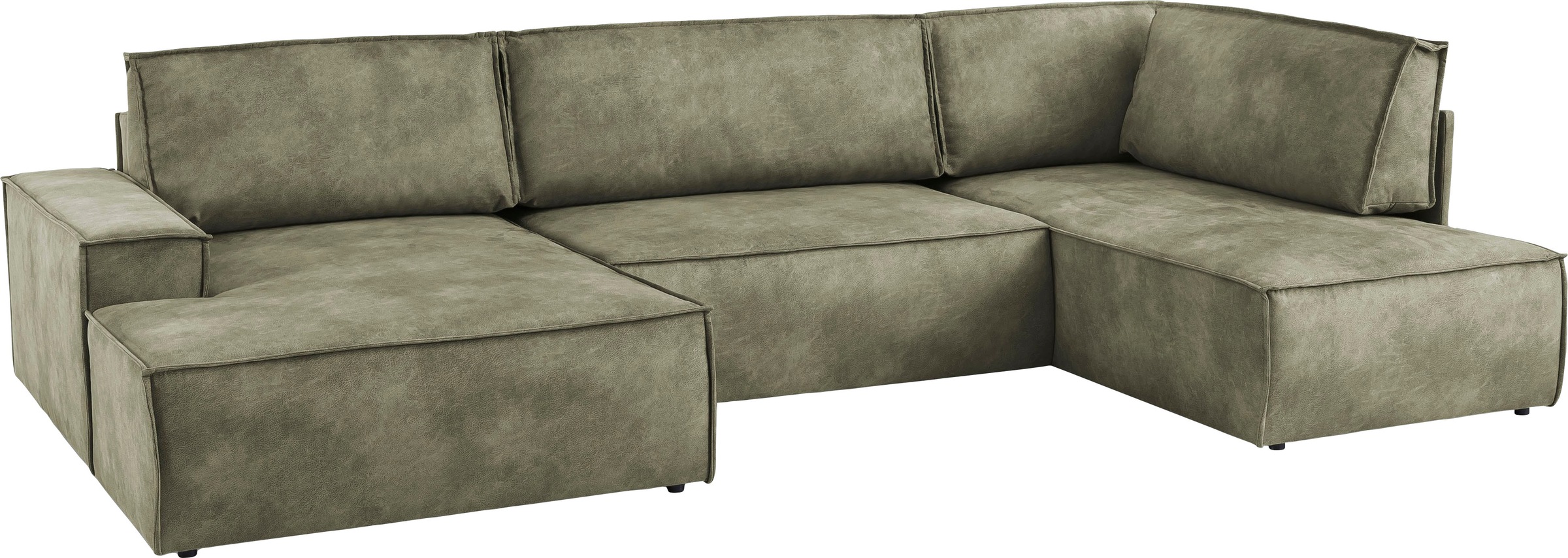Home affaire Wohnlandschaft »SHERWOOD 329 cm, U-Form, Schlafsofa,«, Schlaffunktion m. Bettkasten (194x139 cm), Cord, Vintage, Samtvelours