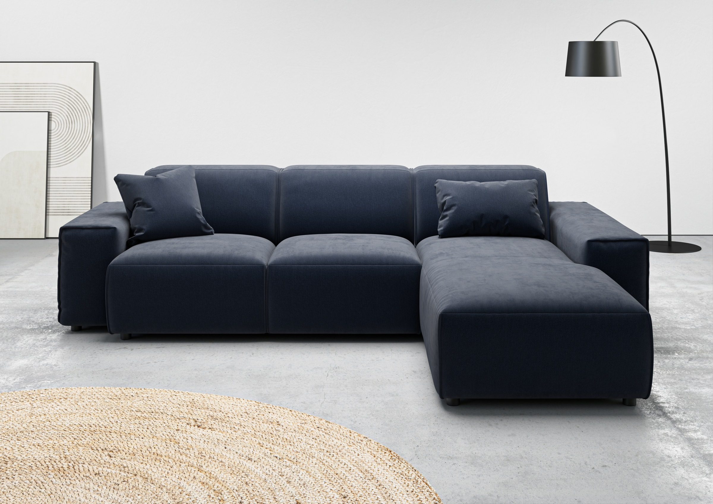 andas Ecksofa »Glimminge L-Form auch in Breitcord, Feincord + Easy care-Bezug,«, Breite 264, Zierkissen