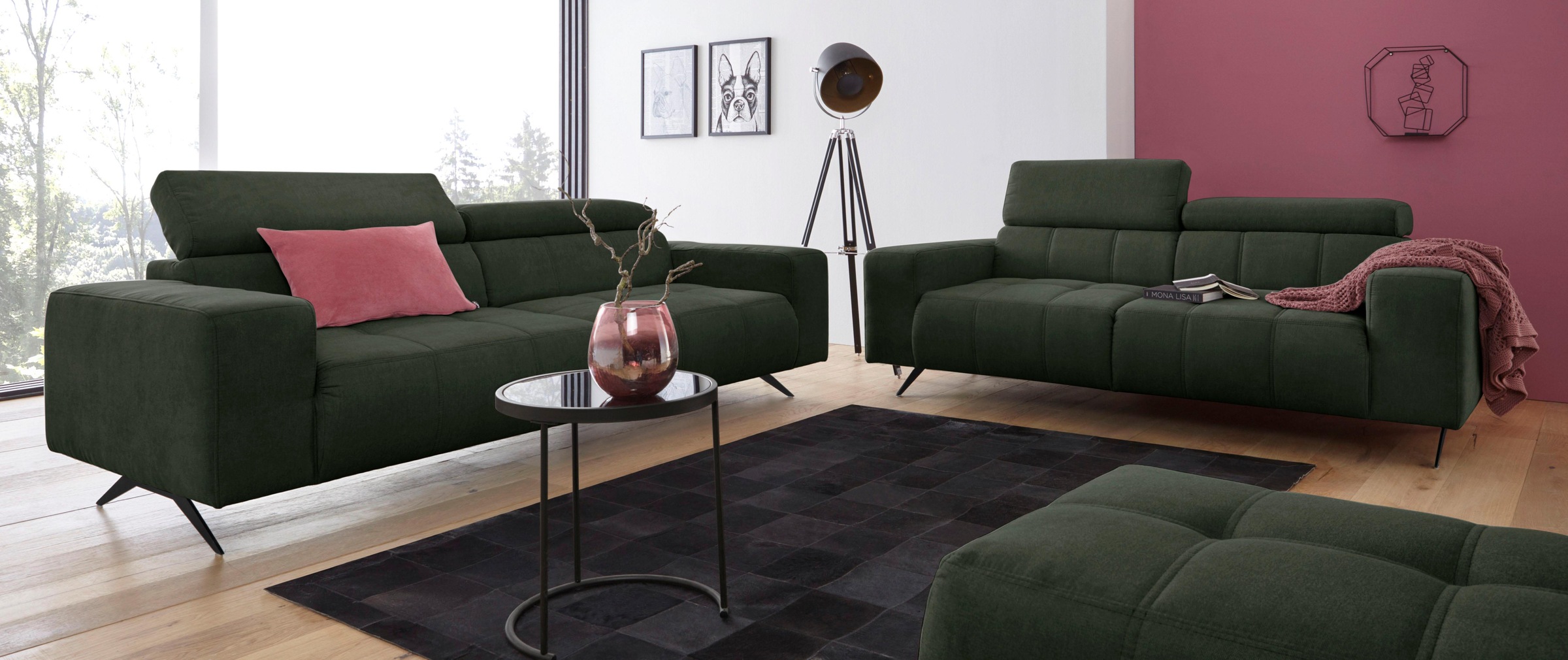DOMO collection 2-Sitzer »Trento, mit Kufenfuß oder Einzelfuß«, wahlweise mit Kopfteilverstellung und in zwei Größen erhältlich