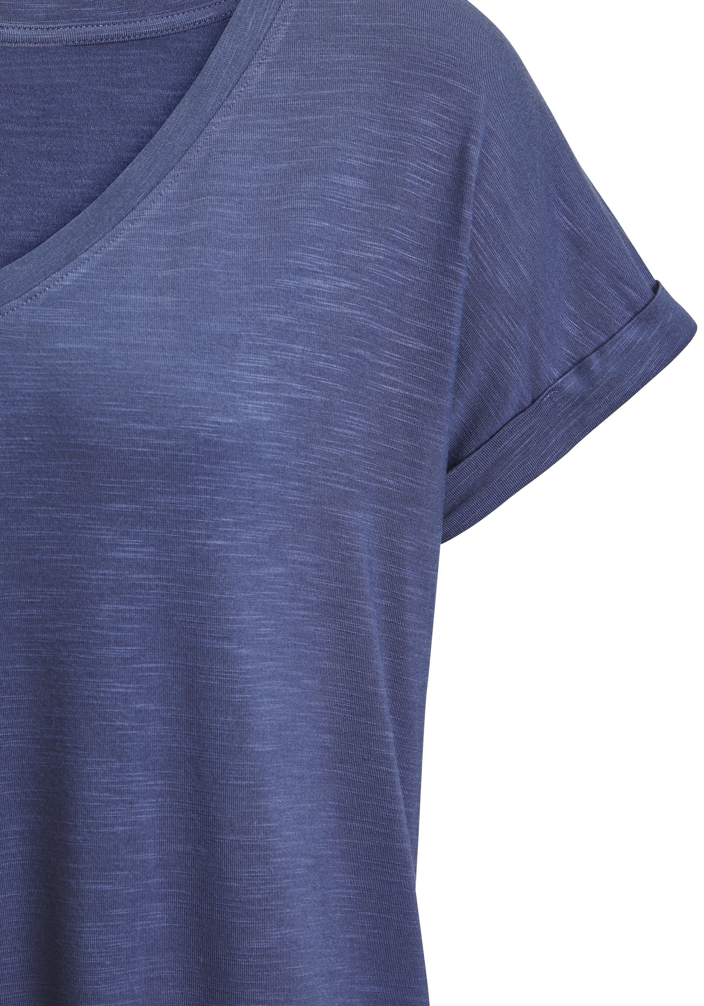 Beachtime by Lascana V-Shirt »mit fixiertem Ärmelumschlag« aus luftiger Viskose-Qualität