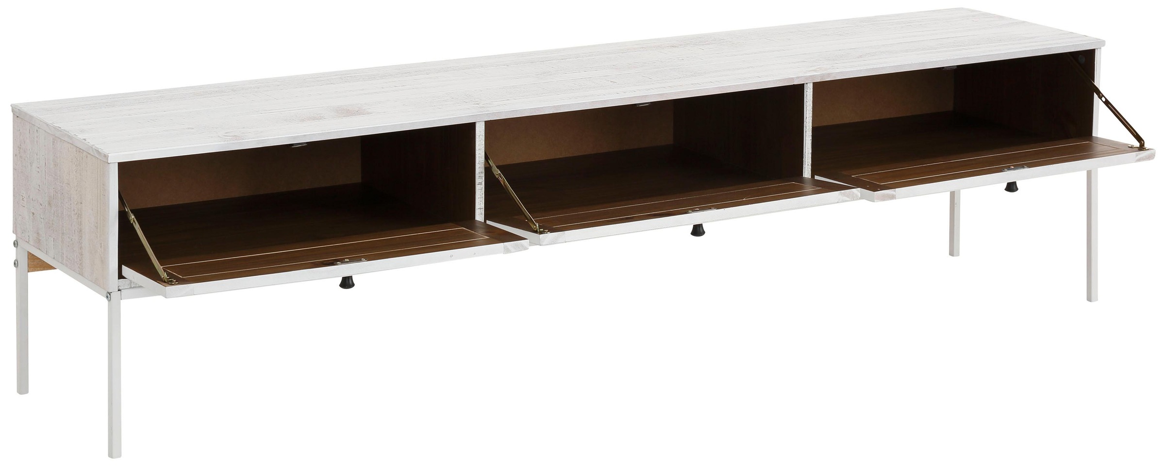 Home affaire Lowboard »Freya«, Kommode mit 3 Klappen, Metallgriffen, aus Massivholz, Breite 175 cm