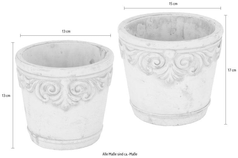 OTTO home Übertopf Betonübertopf mit Ornamenten, Vase