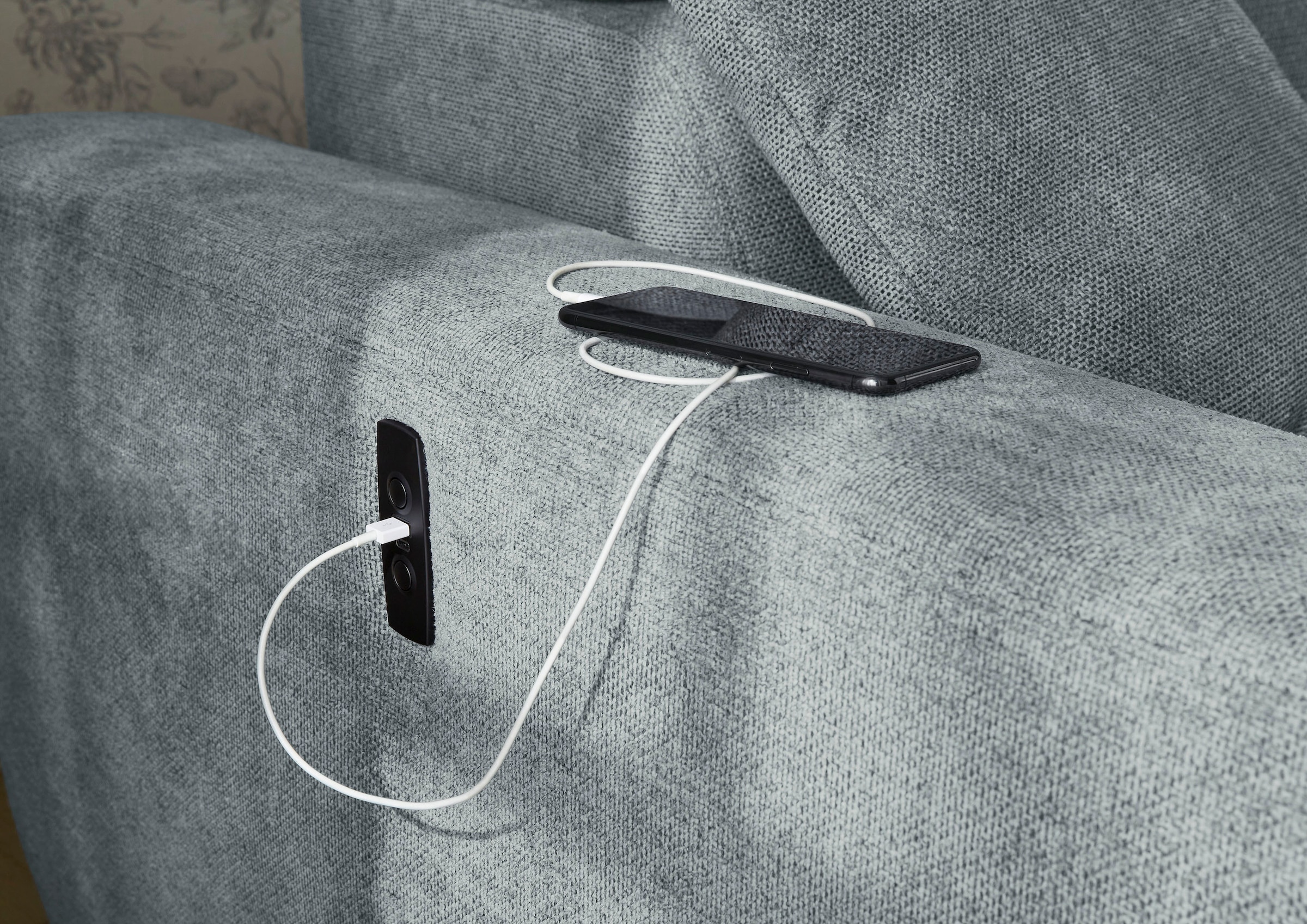 Jockenhöfer Gruppe Wohnlandschaft »Monza L-Form, B: 292x292 cm, mit 30 cm elektr. Sitztiefenverstellung« 140kg Belastbarkeit je Sitz, Kopfteilverstellung & USB-Anschluss