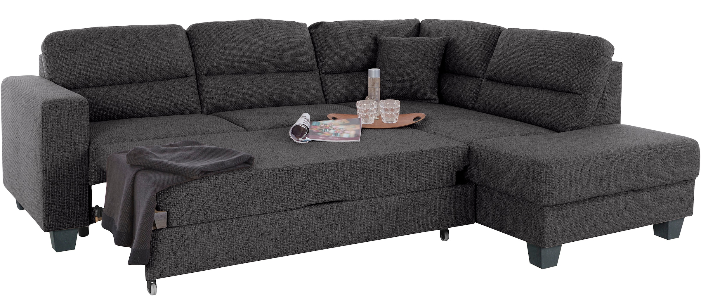TRENDMANUFAKTUR Ecksofa »Chamber, zeitlos & elegant, bequem, L-Form«, inklusive einer Kopfstütze, wahlweise mit Schlaffunktion