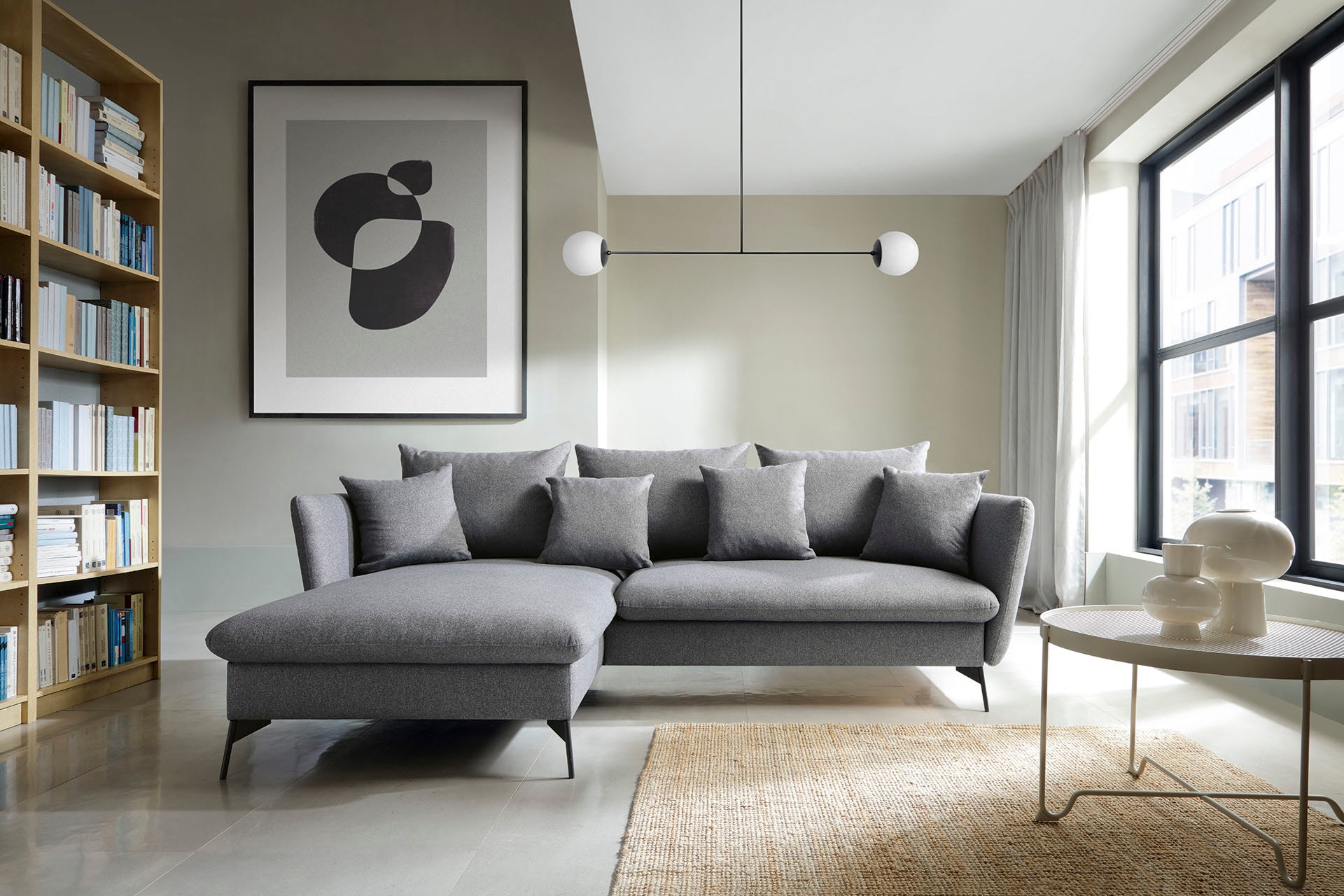 andas Ecksofa »LIVORNO,258 cm, L-Form,«, Schlaffunktion u. Bettkasten (139/224cm), Samt, Struktur, Webstoff