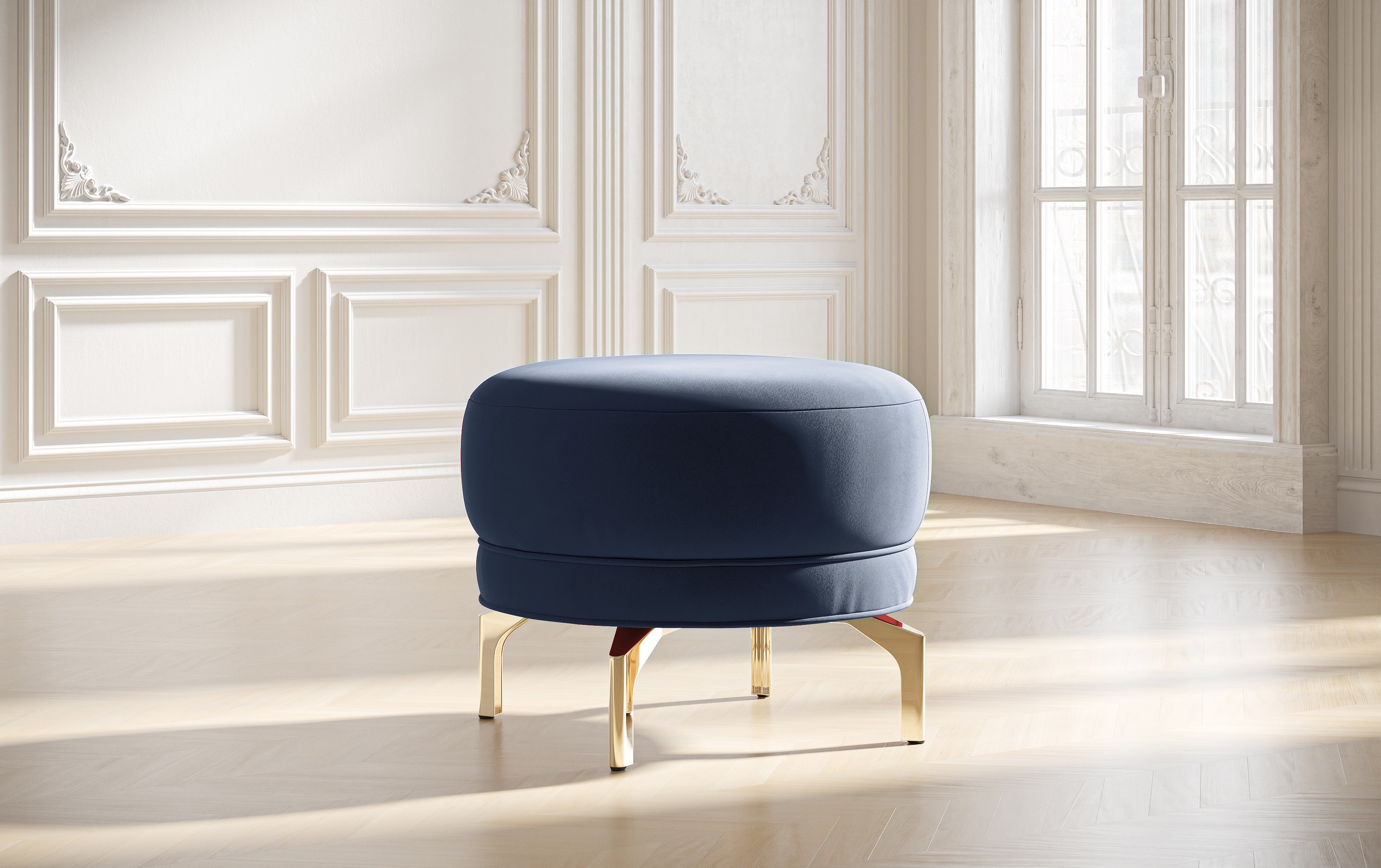 sit&more Polsterhocker »Orient 3«, goldfarbene Metallfüße