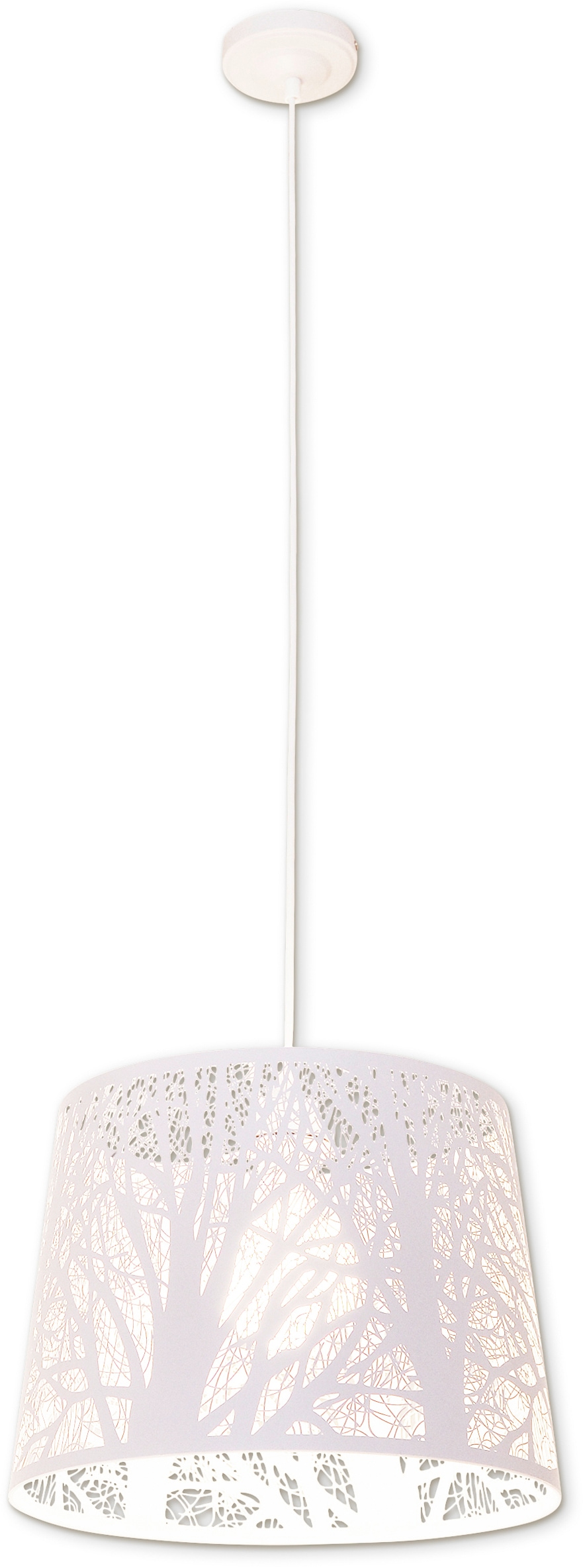 näve Pendelleuchte »White Wood«, 1 flammig, Leuchtmittel E27 | ohne Leuchtmittel, Schirm mit Astdekor weiß 1xE27 Höhe 110cm mx. 60W