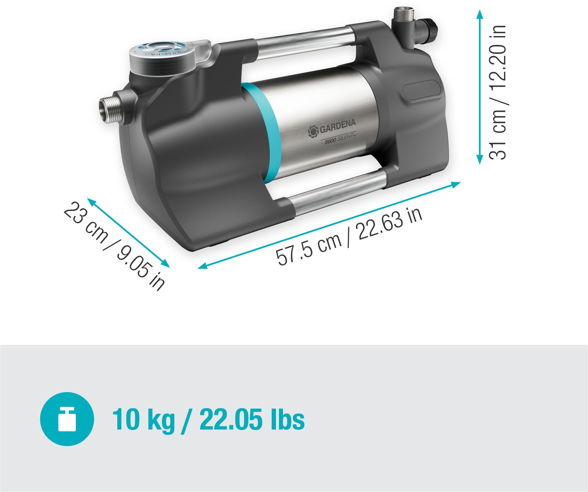 GARDENA Gartenpumpe »5600 Silent+«, besonders geräuscharm, 5600 l/h, 900 W