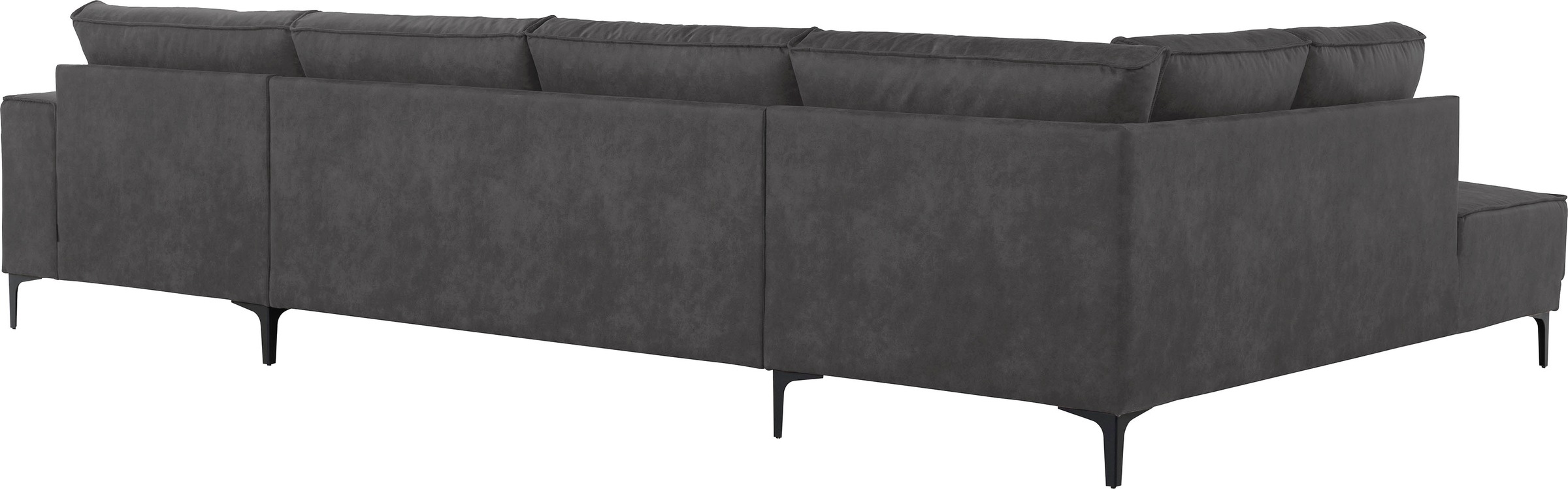 Places of Style Wohnlandschaft »XXL Sofa Oland, Struktur, Flachgewebe, Luxus-Microfaser, Boucle«, U-Form, 345 cm, Wellenunterfederung, Skandi-Design, Metallfüße
