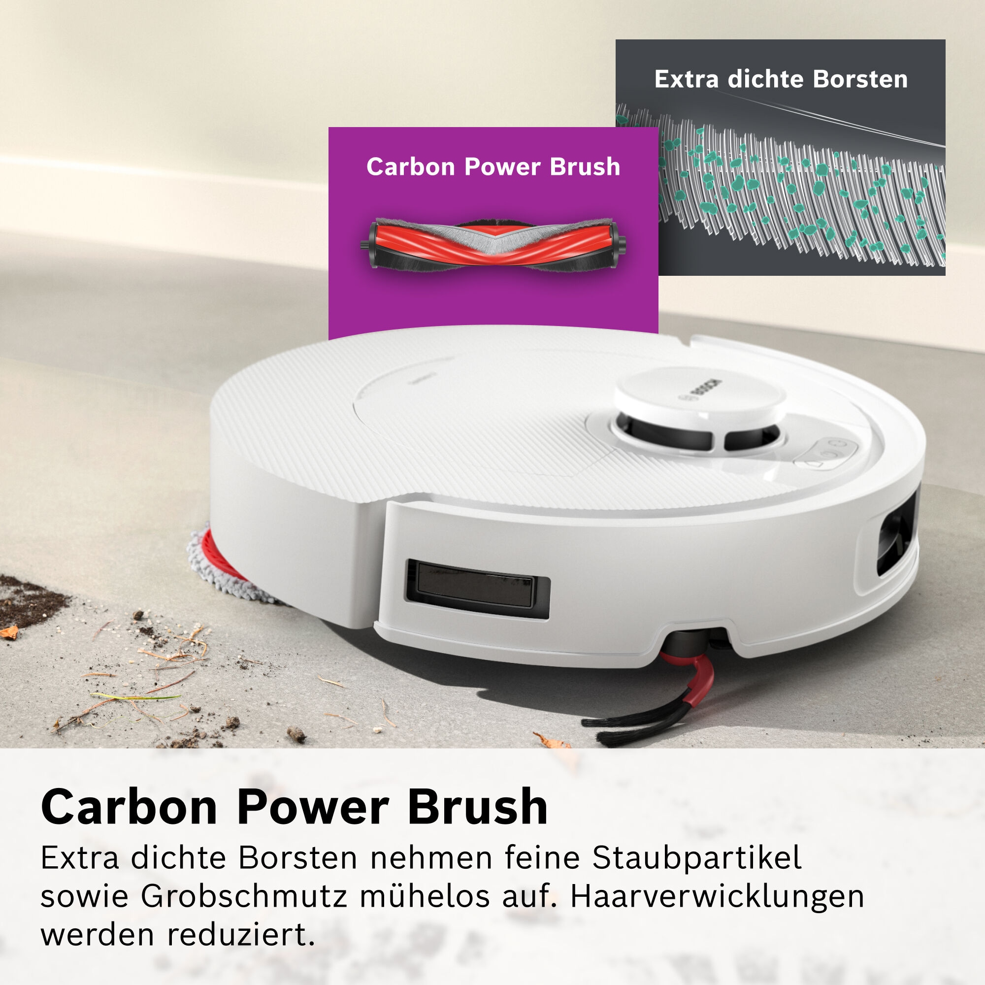 BOSCH Saugroboter »mit Wischfunktion Spotless 2 BCR2S1B/BCR2S1W, 25.000 Pa Saugkraft« Selbstreinigung, Nass-Trocken-Servicestation, rotierende Pads