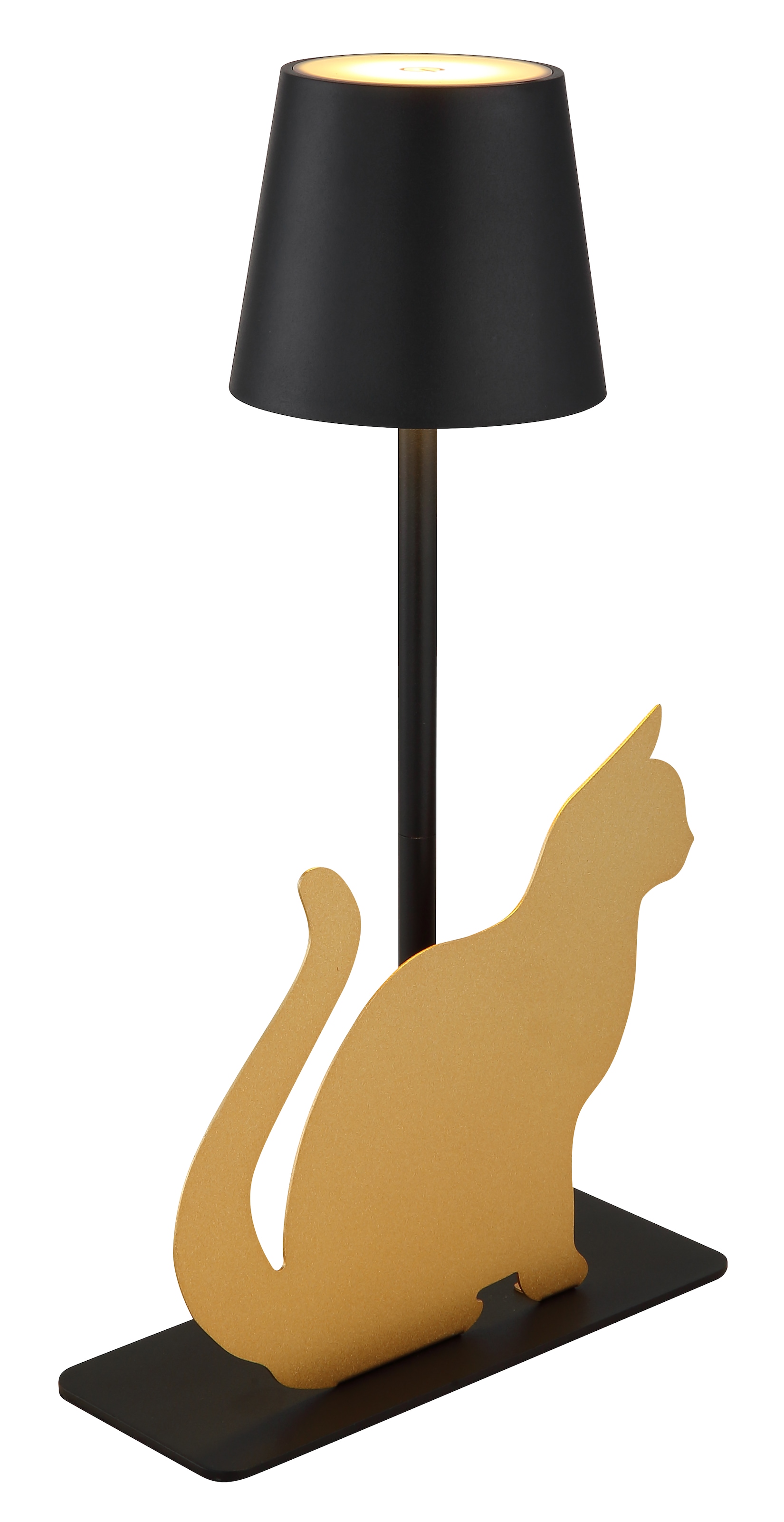 GLOBO LIGHTING LED Tischleuchte »FURRI«, 1 flammig, Leuchtmittel LED-Board | LED fest integriert, Tischlampe schwarz gold Tiere Katze