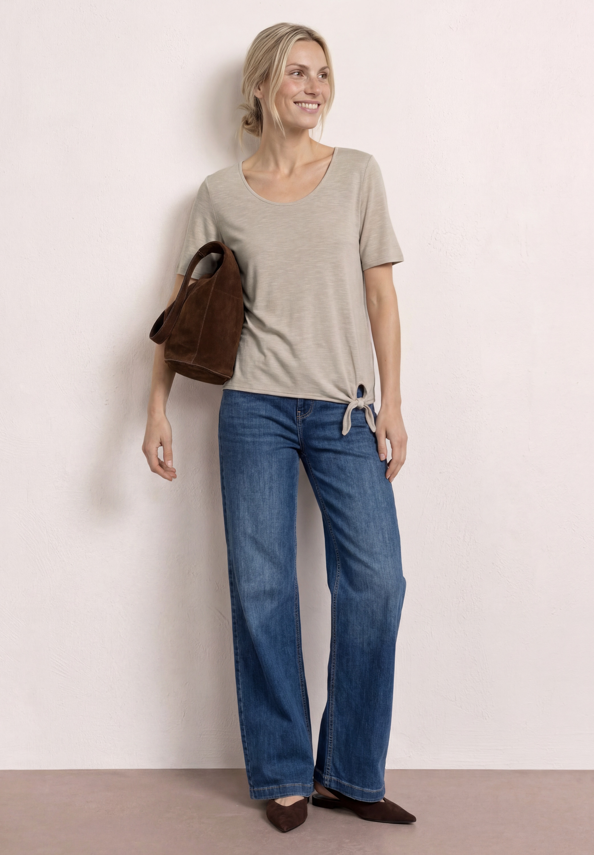 STREET ONE Kurzarmshirt Sommershirt mit Knotendetail