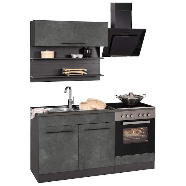 HELD MÖBEL Küchenzeile »Tulsa«, Breite 160 cm, schwarze Metallgriffe, hochwertige  MDF Fronten online kaufen