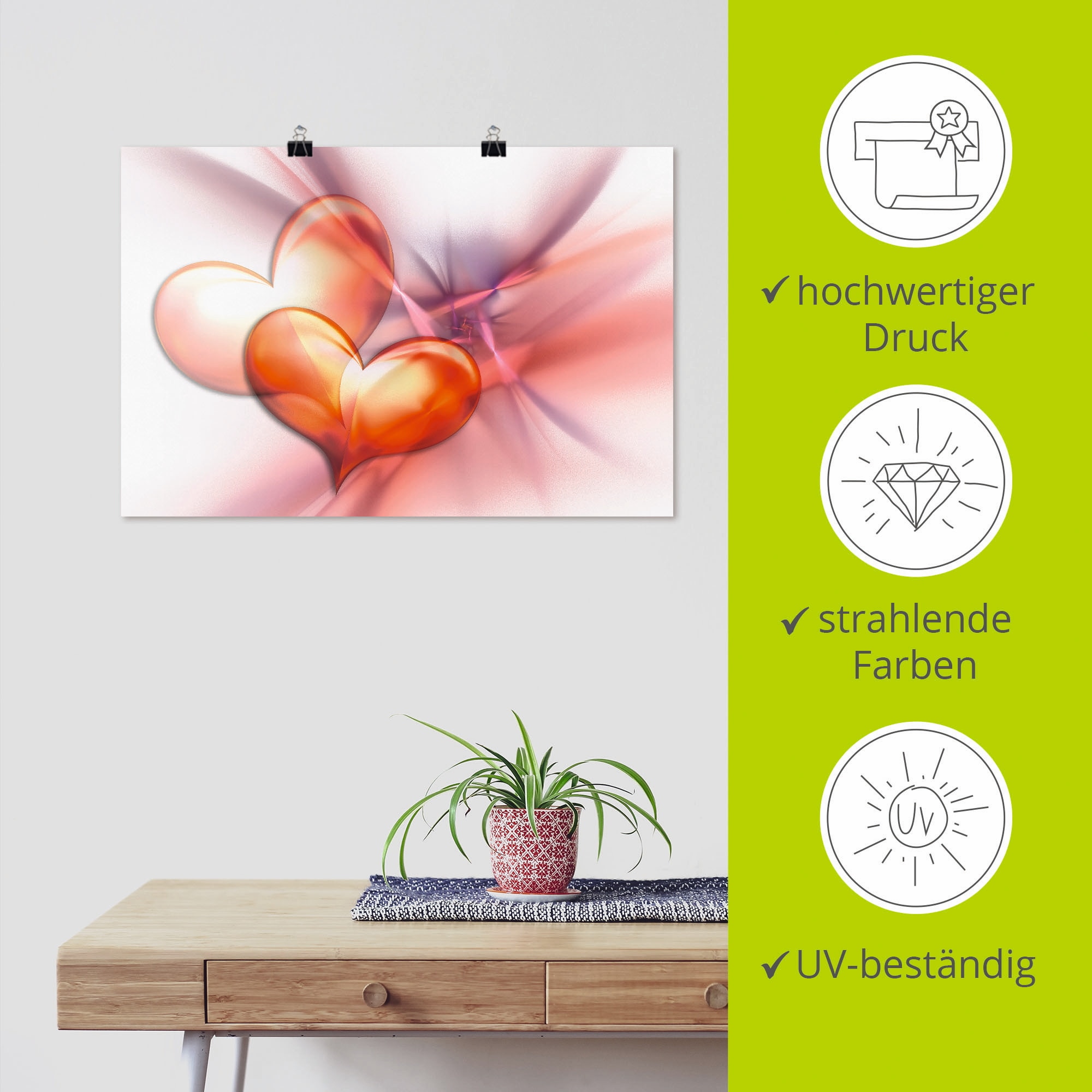 Artland Wandbild »Das höchste Glück«, Herzen, (1 St.), als Alubild, Outdoorbild, Leinwandbild, Poster, Wandaufkleber