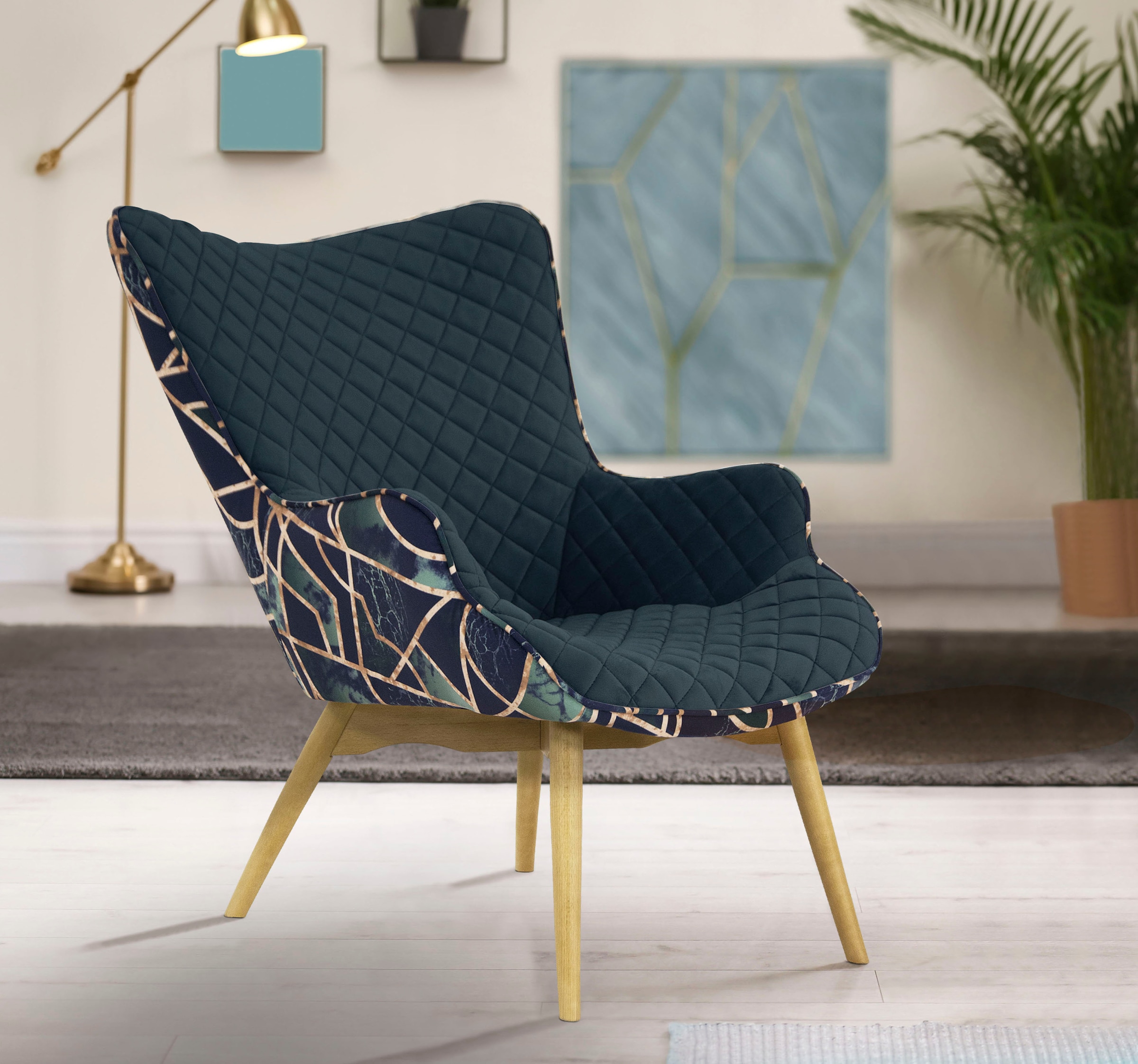 Home affaire Sessel »Duke Print« Karoprägung im Sitzbereich und Dekostoff a günstig online kaufen