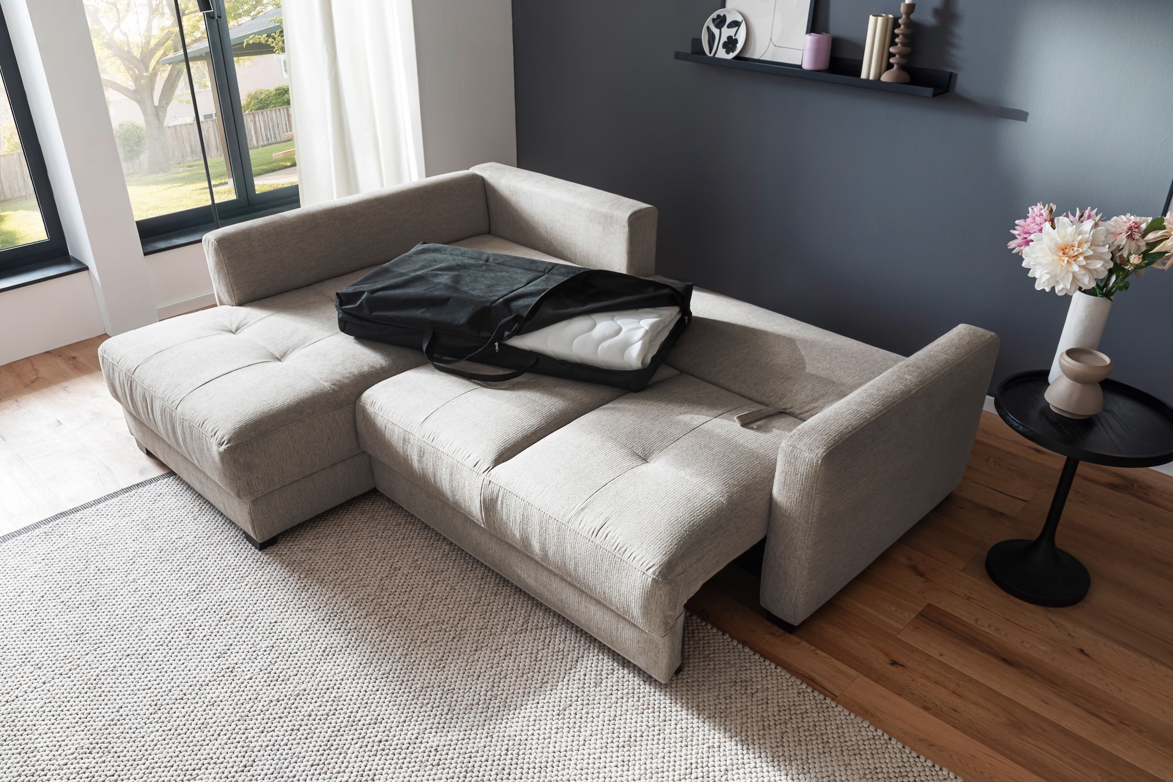Mr. Couch Ecksofa »Pierre, L-Form mit BoxSpring«, Mit Boxpring-Taschenfederkern