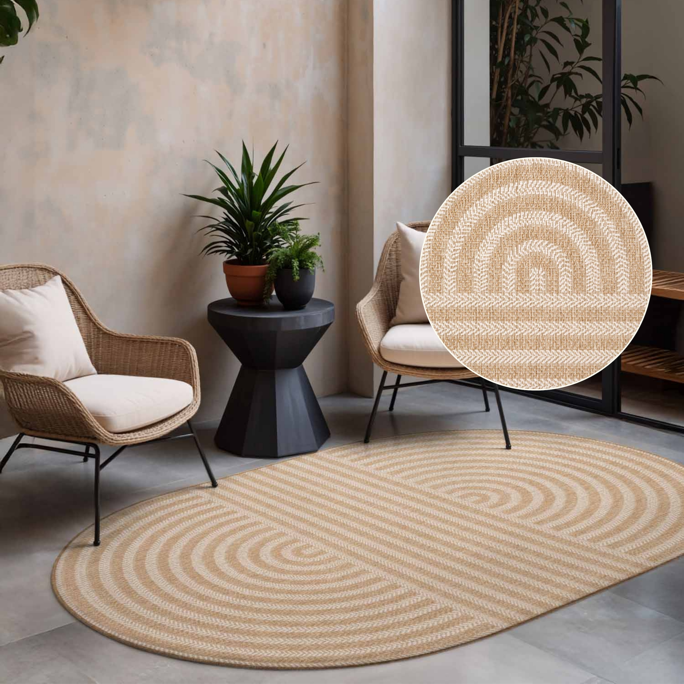 Ted Baker Teppich »Woodfield , Wendeteppich« oval 8 mm Höhe Designteppich, Wetterfest, Pflegeleicht, Modern, Wohnzimmer, Terrasse