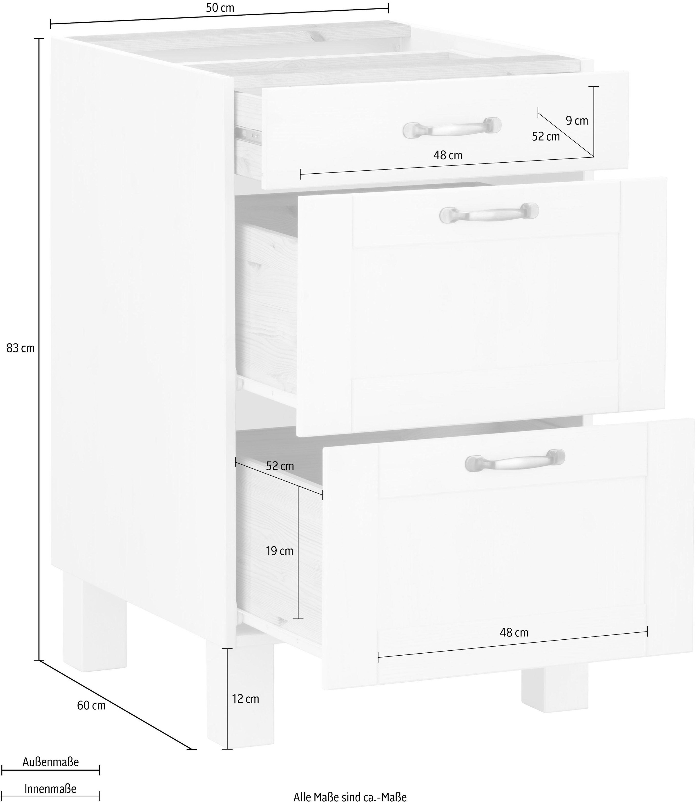 Home affaire Unterschrank »Alby«, Breite 50 cm, 3 Schubladen