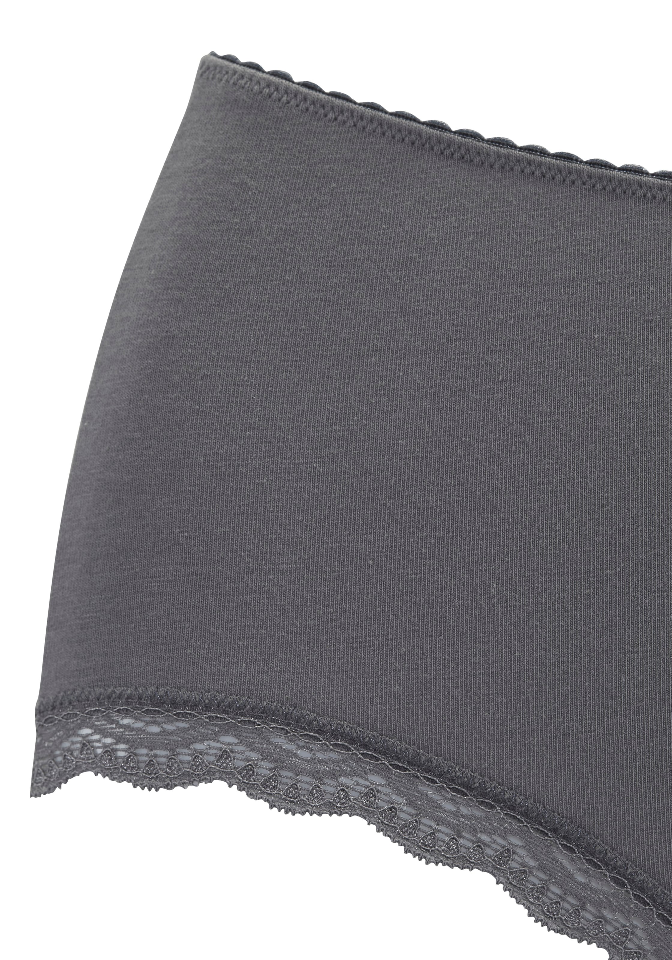 LASCANA Taillenslip 5er-Pack,  aus elastischer Baumwolle mit zarter Spitze, mit Aufbewahrungsbox