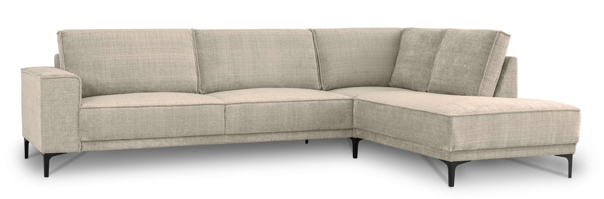Places of Style Ecksofa »Polsterecke Oland, Struktur, Flachgewebe, Luxus-Microfaser, Boucle«, L-Form, 289 cm, Wellenunterfederung, Skandi-Design, Metallfüße