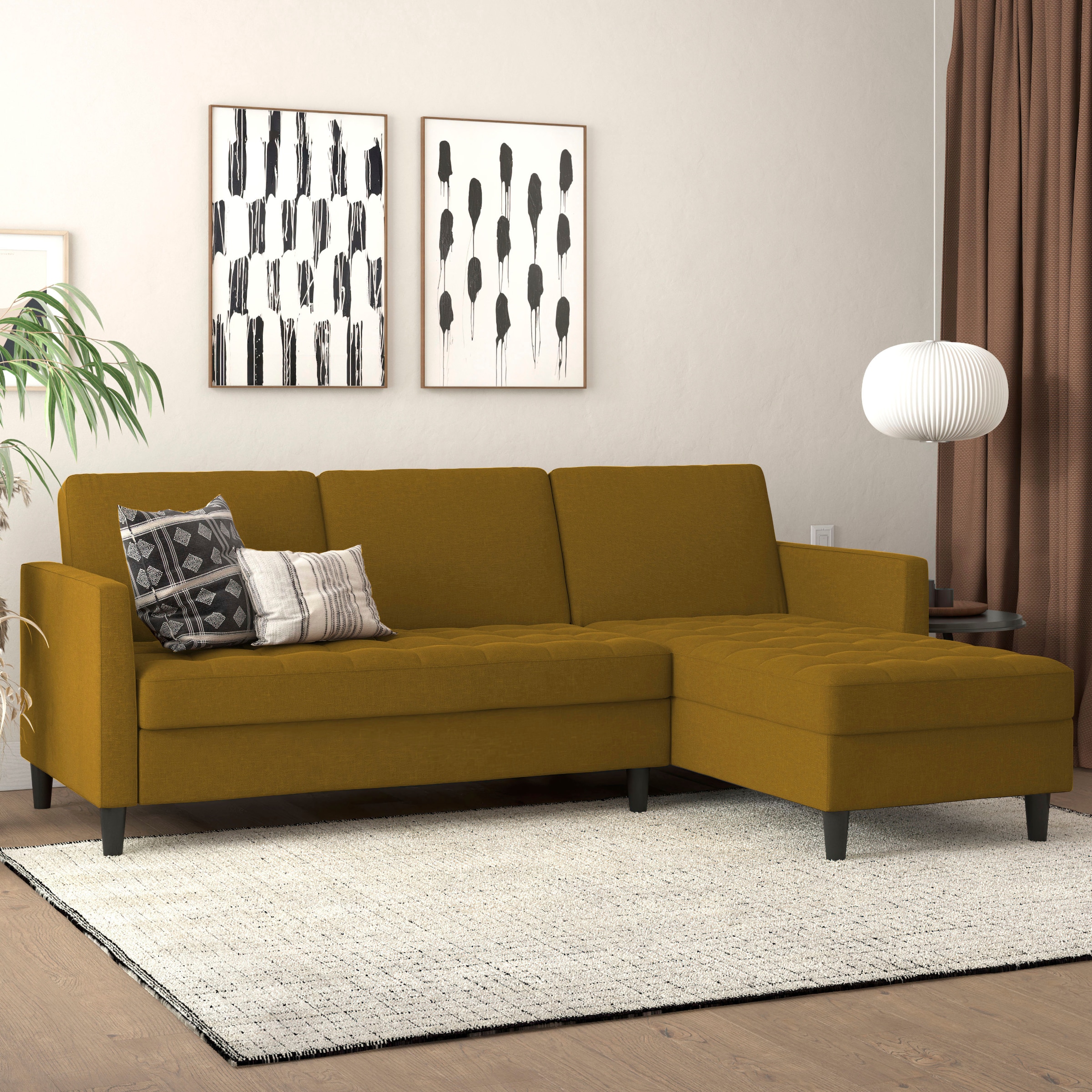 Dorel Home Ecksofa »Presley, L-Form,«, Ecksofa mit Bett-Funktion und Stauraum, verstellbare Rückenlehne