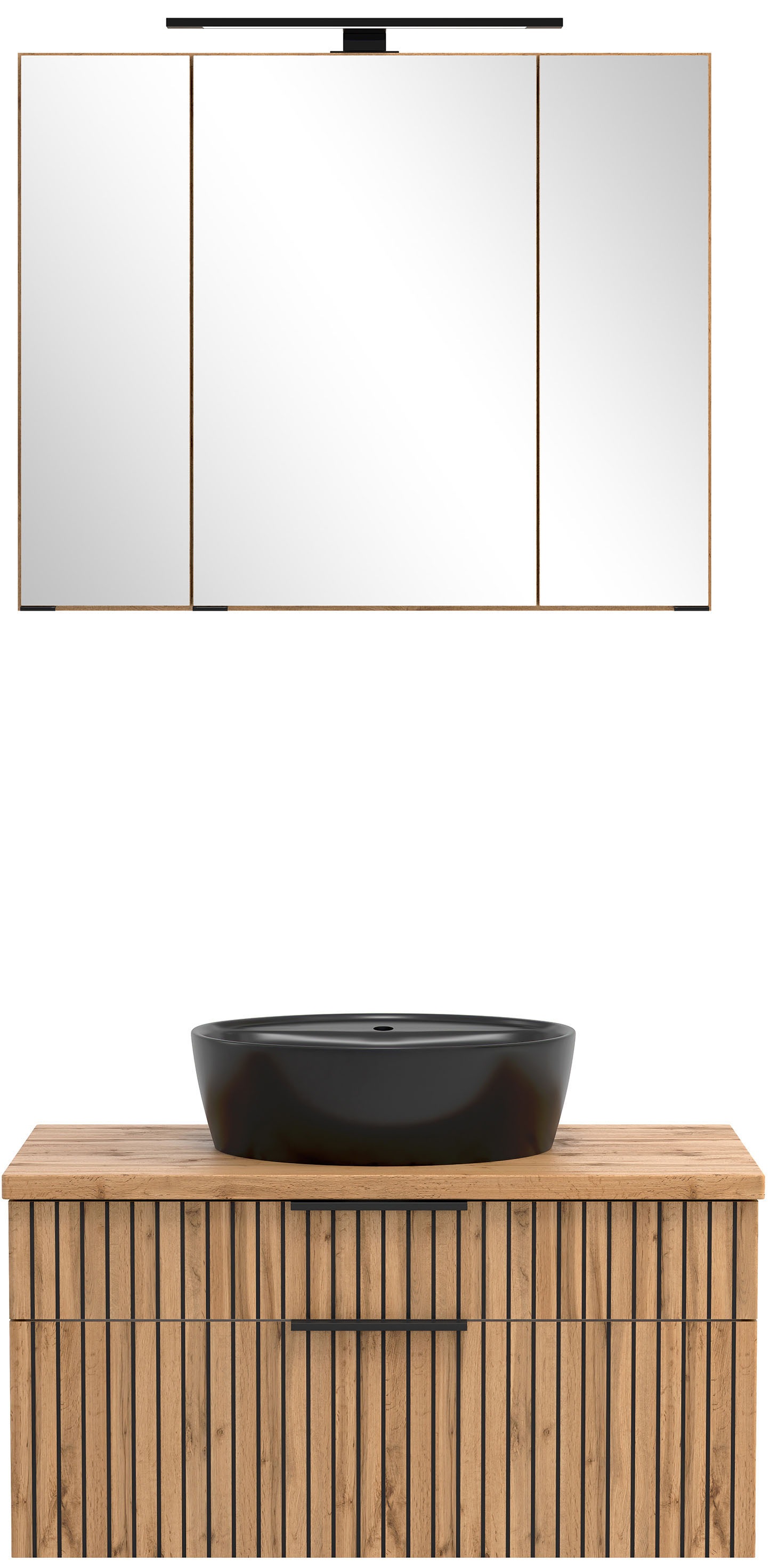 welltime Badmöbel-Set »Welltime, Carlton Waschtisch-Set, 80 oder 120 cm, gestreift«, (2 St.)