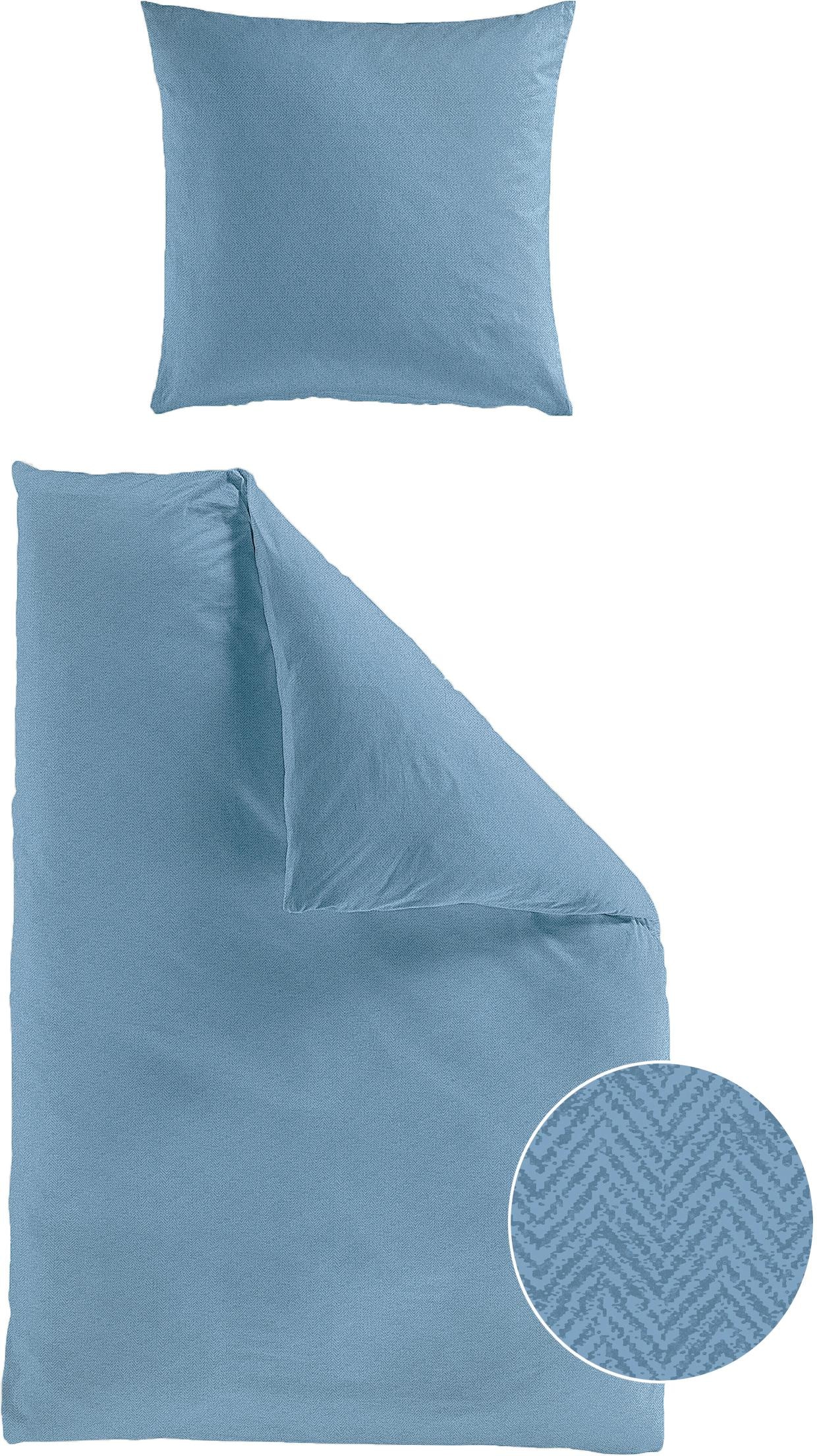 BIERBAUM Bettwäsche »Senci in Mako Satin und Biber (Flanell) Qualität, 100% Baumwolle, Bett- und Kopfkissenbezug mit Reißverschluss, Winter-und Sommerbettwäsche, ganzjährig einsetzbar«, (2 tlg.), pflegeleicht