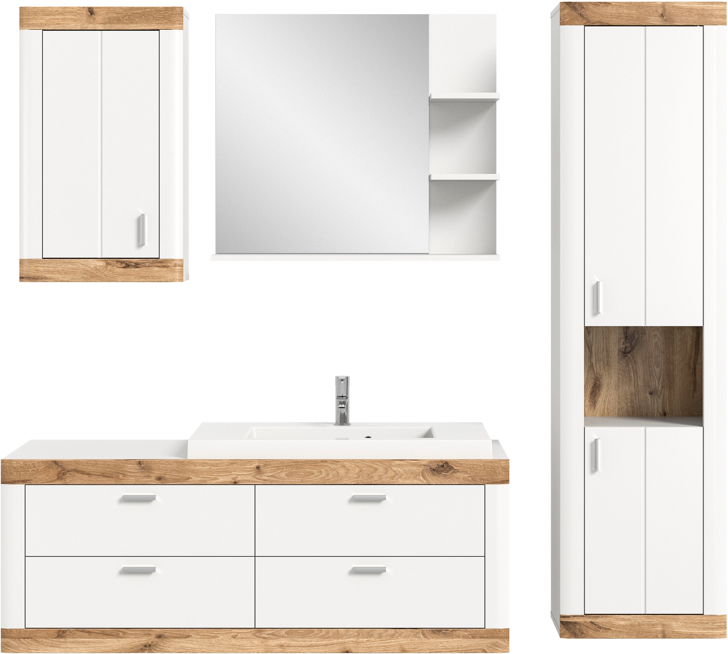 Home affaire Badmöbel-Set »Landsby, 4 teilig, inklusive Mineralguss-Waschbe günstig online kaufen