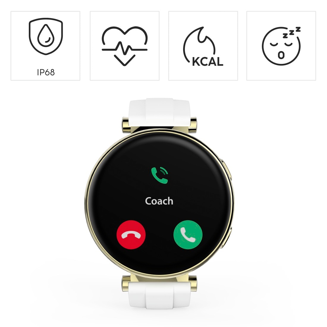 Hama Smartwatch »Smartwatch rund 1,32“ (Fitness, Telefonfunktion, Puls, wasserdicht)«, (/ 1,32 Zoll),)