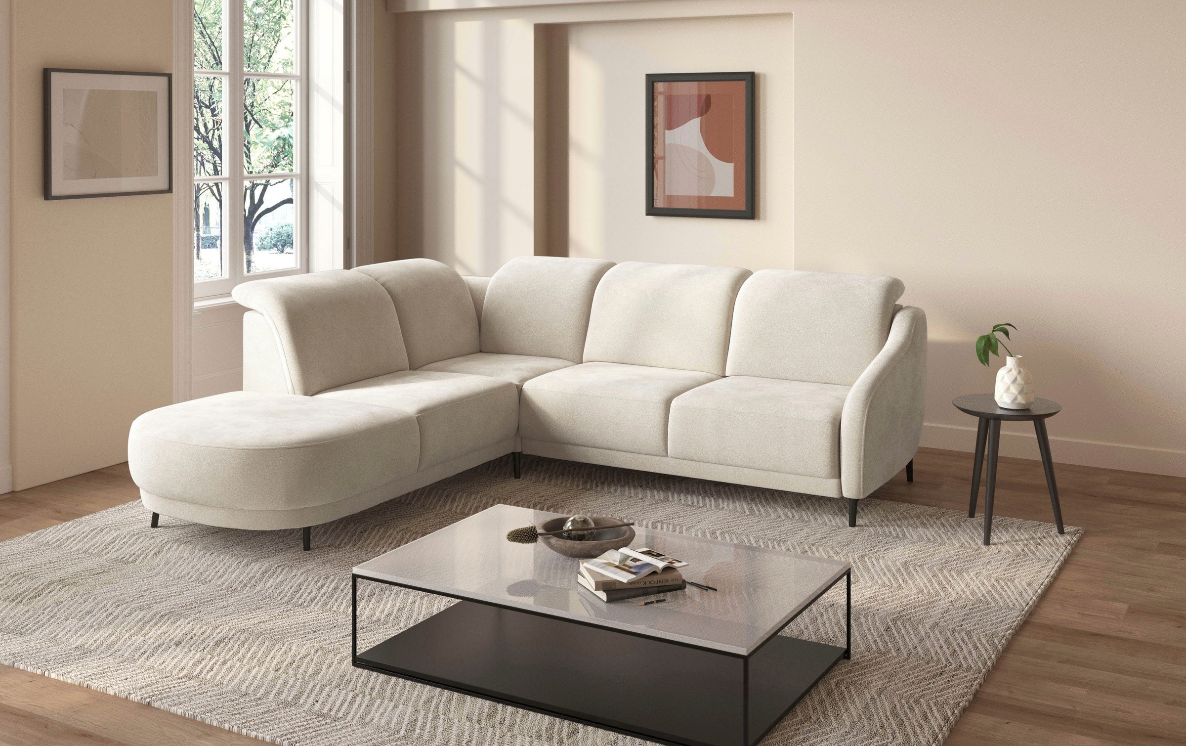 sit&more Ecksofa »Blues L-Form«, wahlweise mit Klapptisch und USB