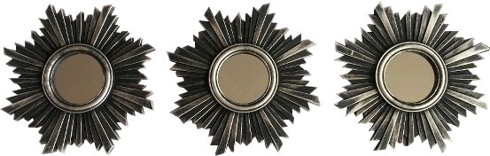 Myflair Möbel & Accessoires Dekospiegel »3tlg. Spiegelset«, (Set, 3 St.), Wandspiegel, Wanddeko, schwarz, rund, Ø 25 cm, Sonne, Wohnzimmer