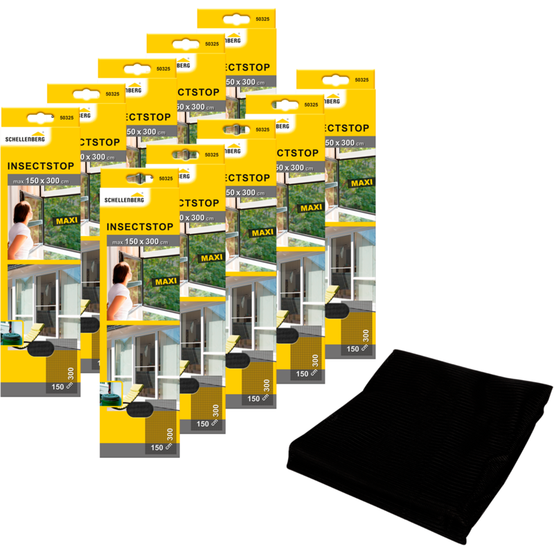 SCHELLENBERG Fliegengitter-Gewebe »Maxi für große Fenster« Packung, 10 Stk. tlg. Insektenschutz und Mückenschutz, 150 x 300 cm, anthrazit und weiß...