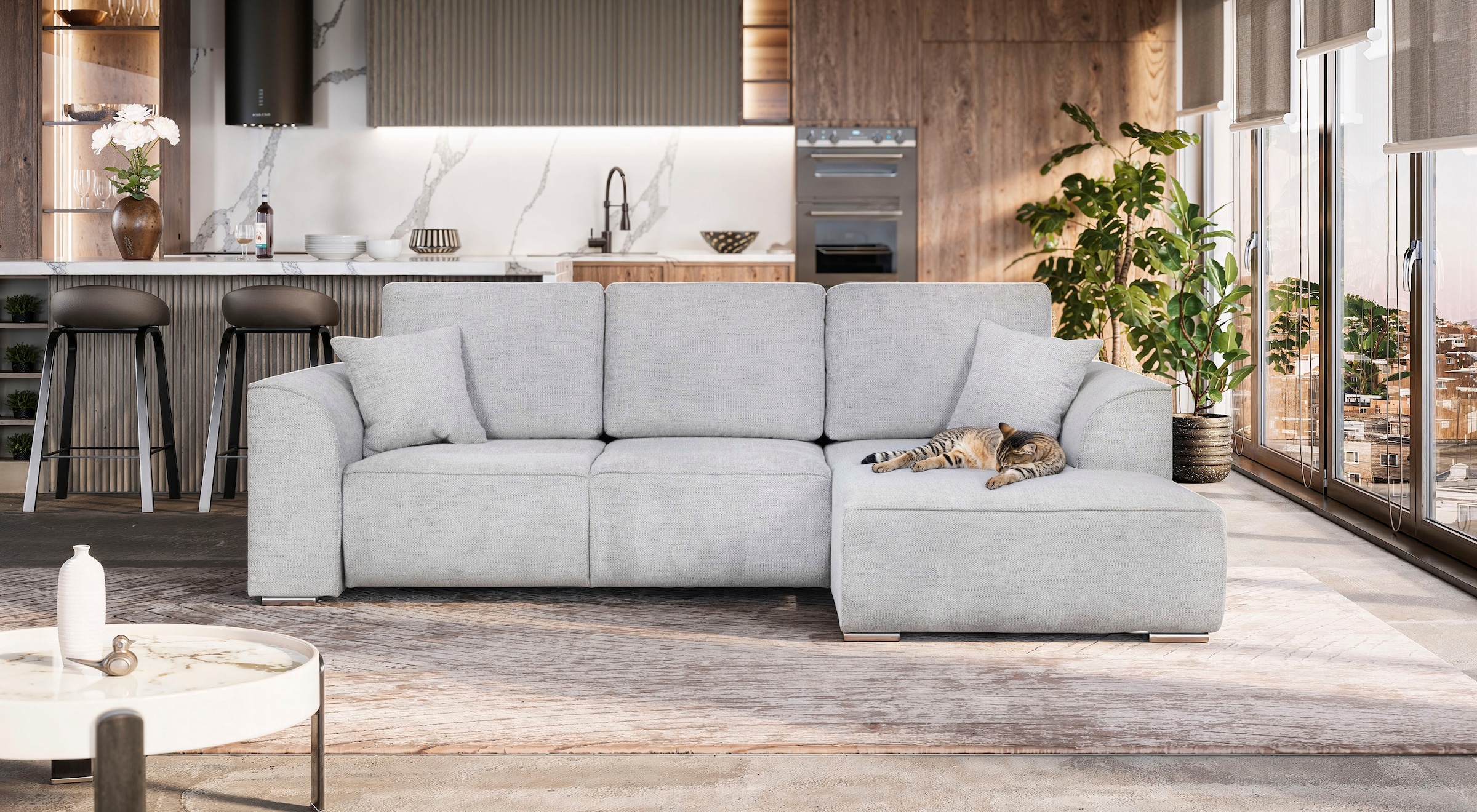 INOSIGN Ecksofa »BEATRICE optionale Schlafsofa mit Bettkasten, B/T/H: 265/170/86 cm«, L-Form, wahlweise auch mit Bettfunktion und Bettkasten