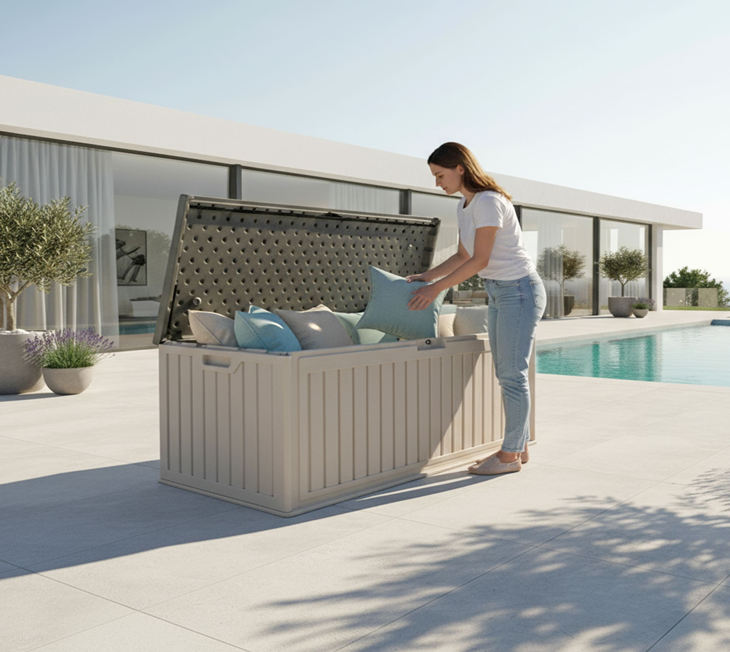 WESTMANN Kissenbox »Kunststoff-Gartenbox XXL Silva 570l, Anthrazit« 74x150x66cm, stabile und wetterfeste Konstruktion aus Kunststoff