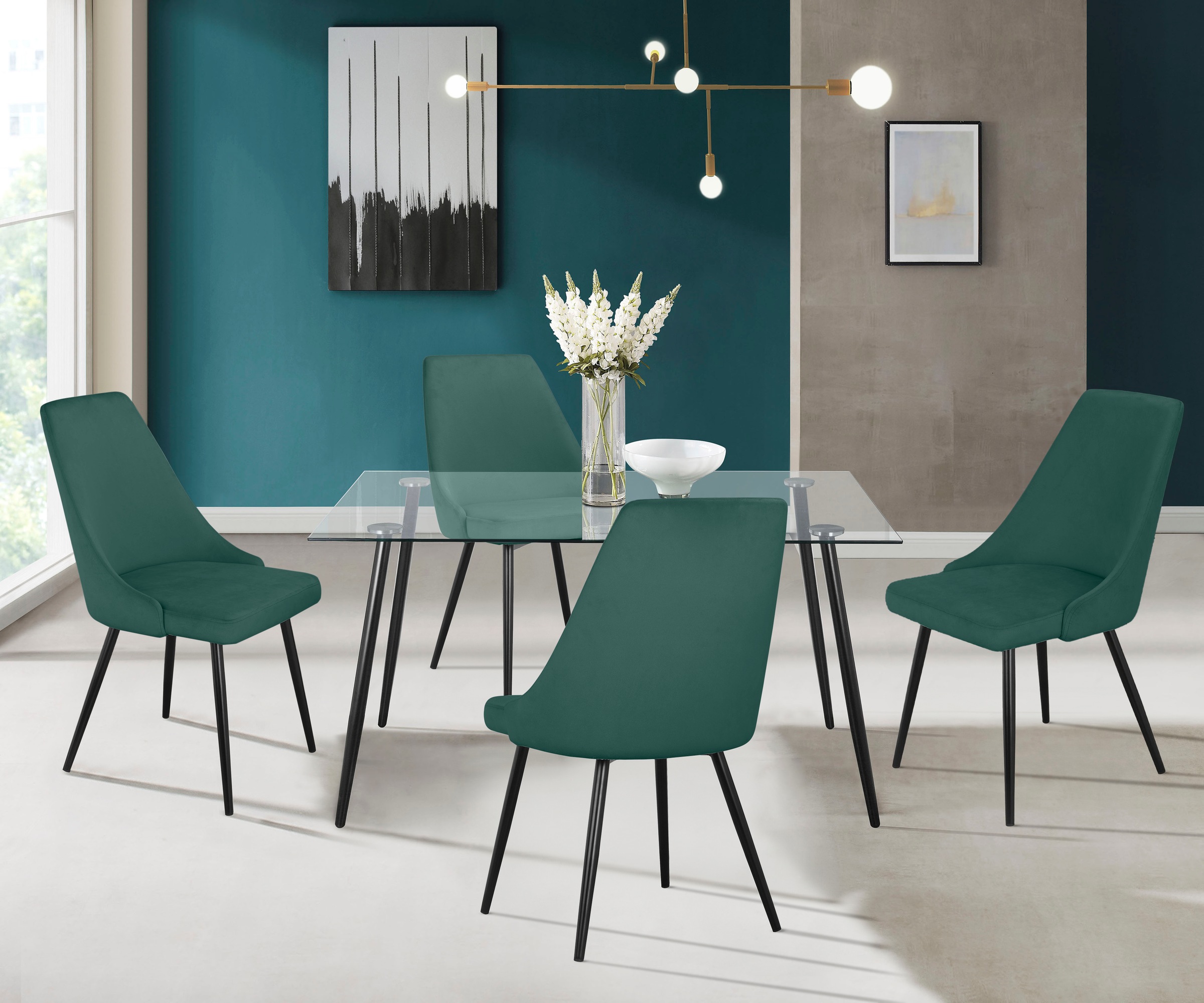 INOSIGN Essgruppe »Danny-Malio« Set, Set 140 cm, 5 Stk. tlg. Glastisch 140x günstig online kaufen