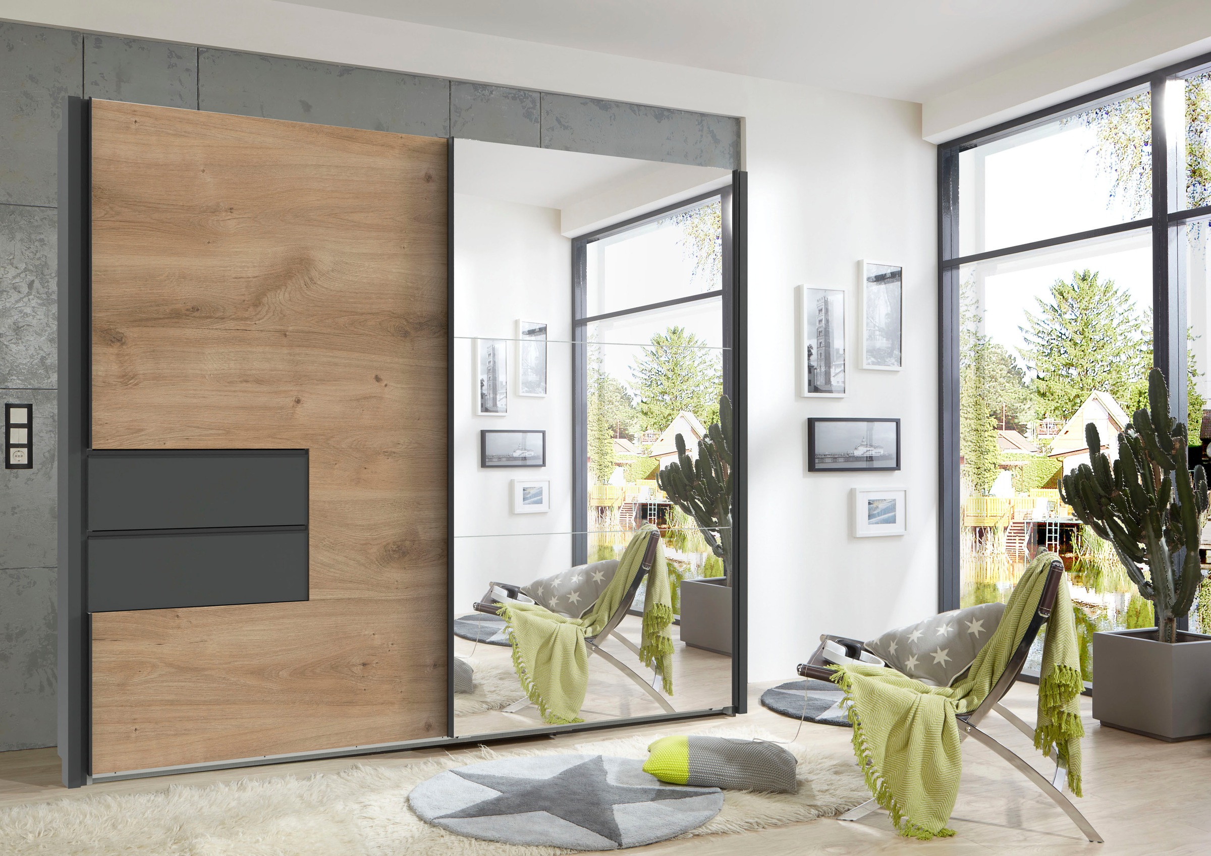 Wimex Schwebetürenschrank »Palermo by fresh to go« integrierte Schubladen in der Front mit Soft-close-Funktion