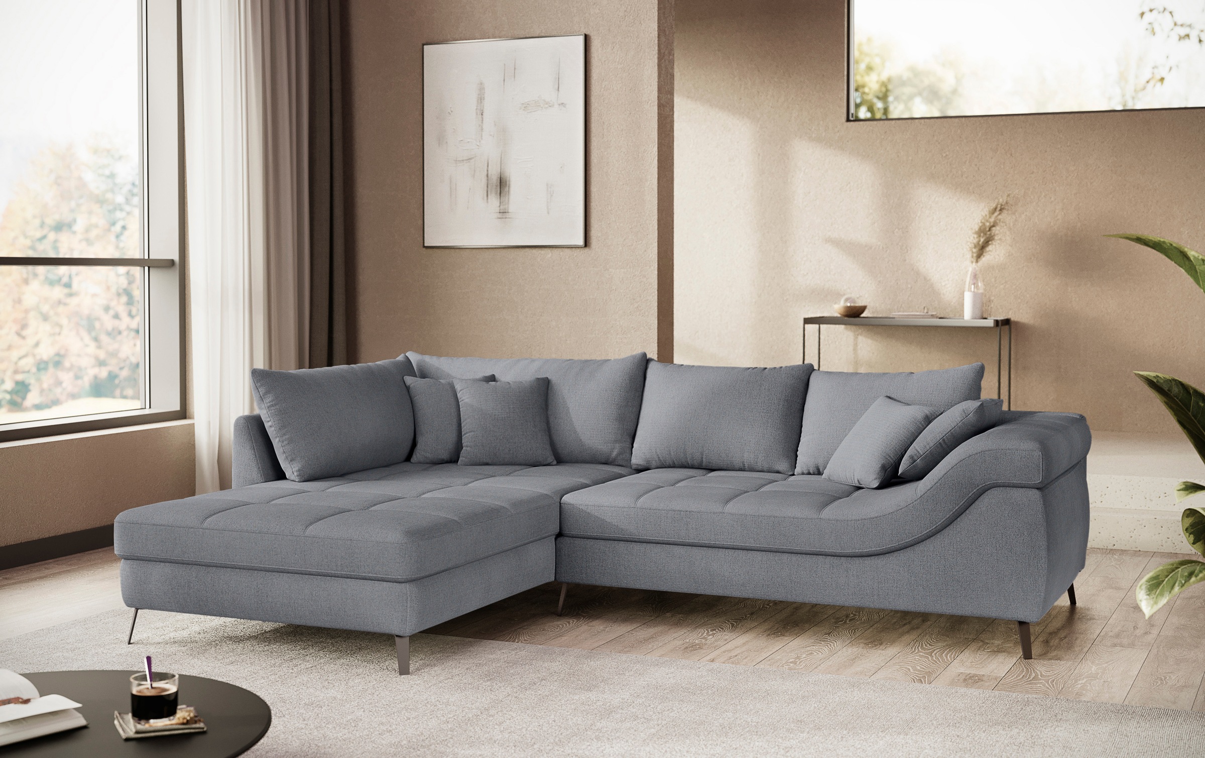 Mr. Couch Ecksofa »Portofino L-Form«, 4 Bezugsqualitäten, 13,5 cm hohe Meta günstig online kaufen