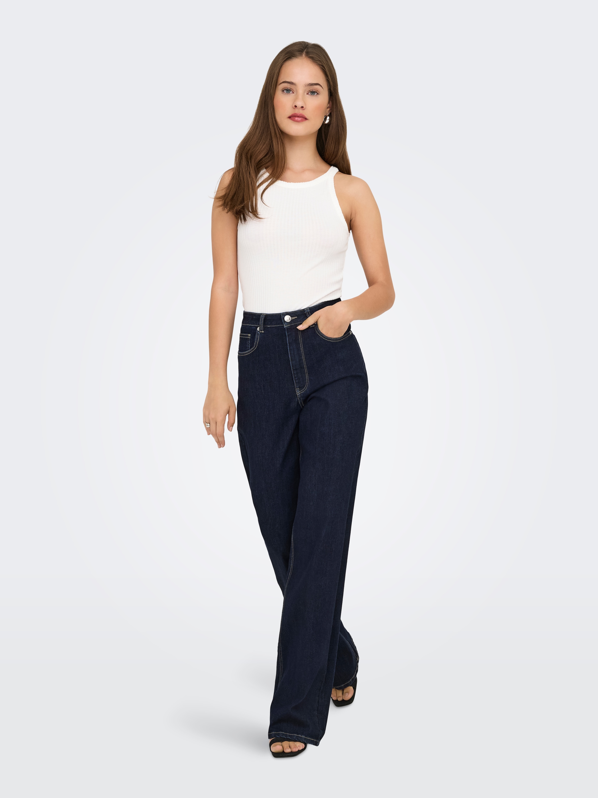 ONLY High-waist-Jeans »ONLJUICY-WAUW HW WIDE DNM GUA334 NOOS« Materialmix, high waist, wide fit
