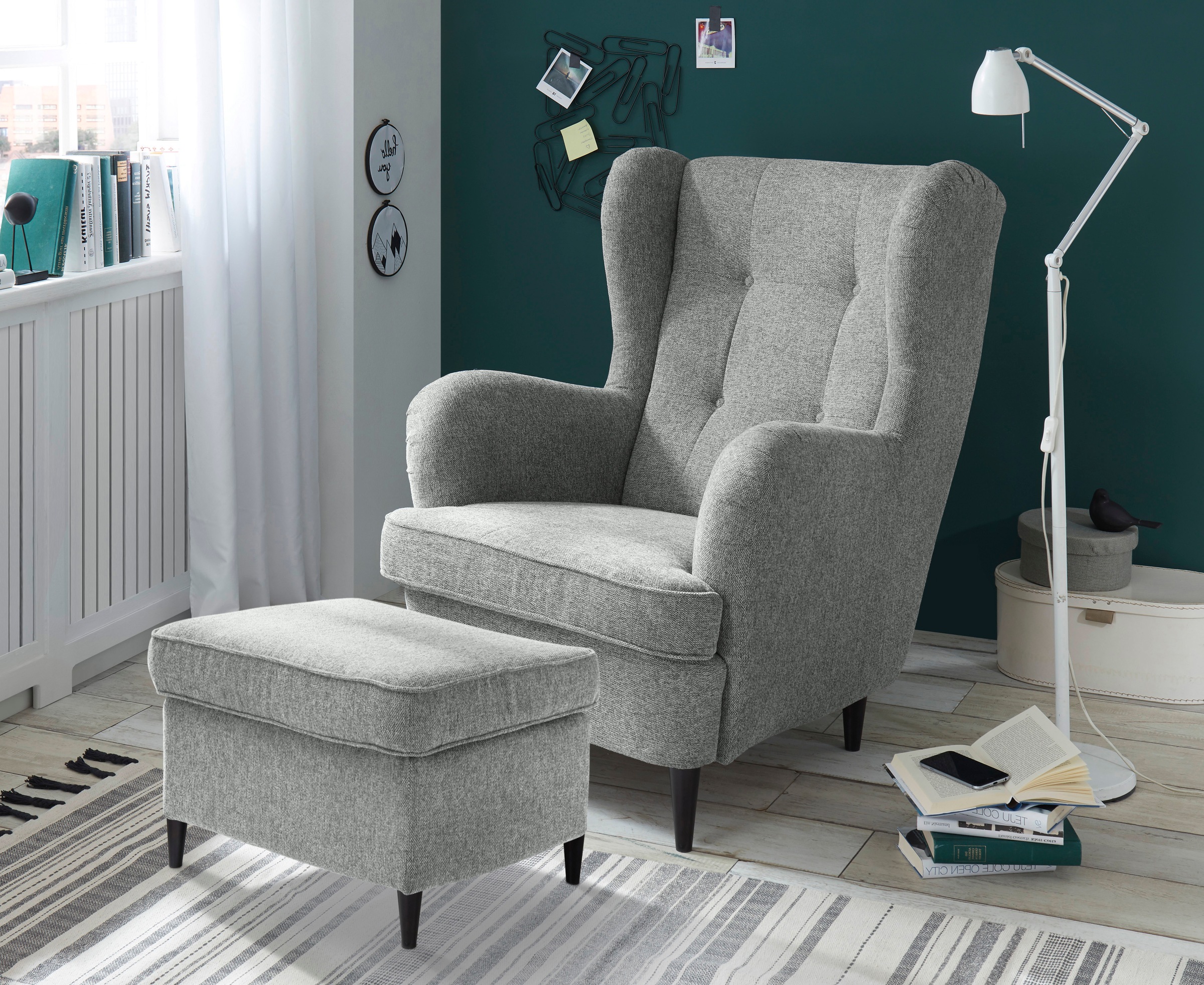 ED EXCITING DESIGN Hocker »Oskar«, mit Massivholzfüßen günstig online kaufen