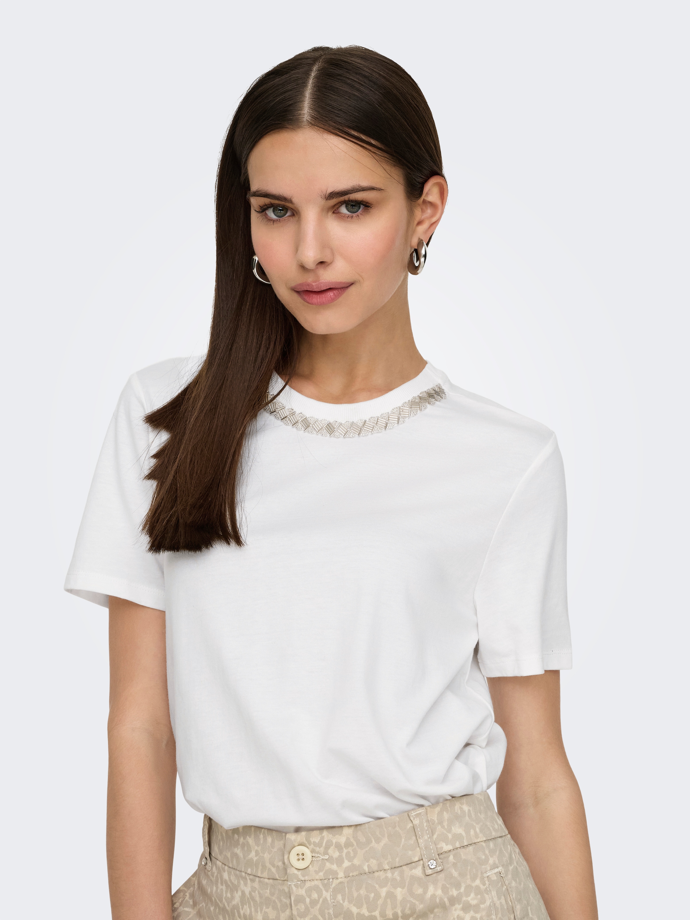 ONLY Kurzarmshirt »ONLPARKER S/S O-NECK BLING TOP BOX JRS«