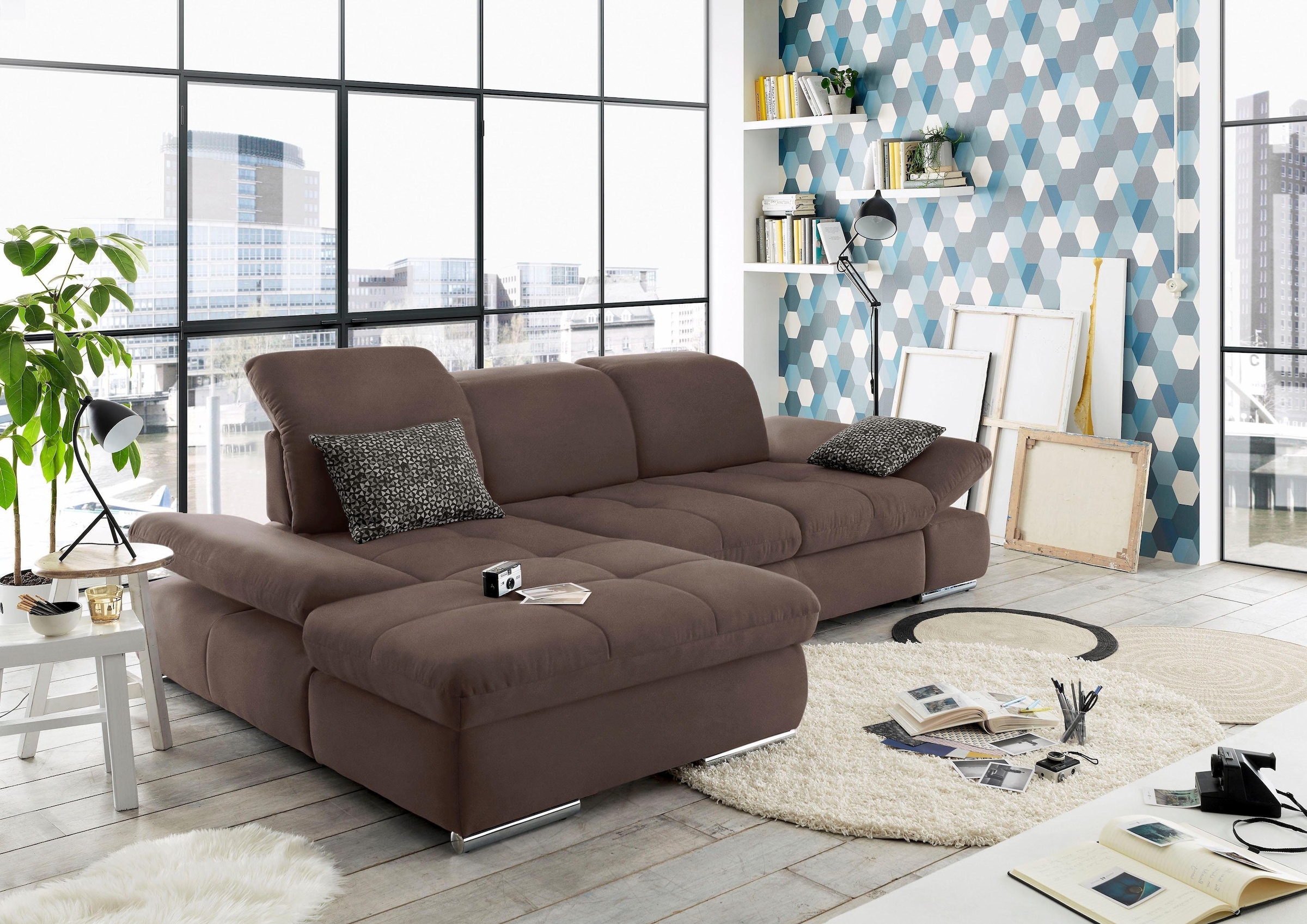 set one by Musterring Ecksofa »SO4100 V«, mit verstellbaren Kopfteilen, wah günstig online kaufen