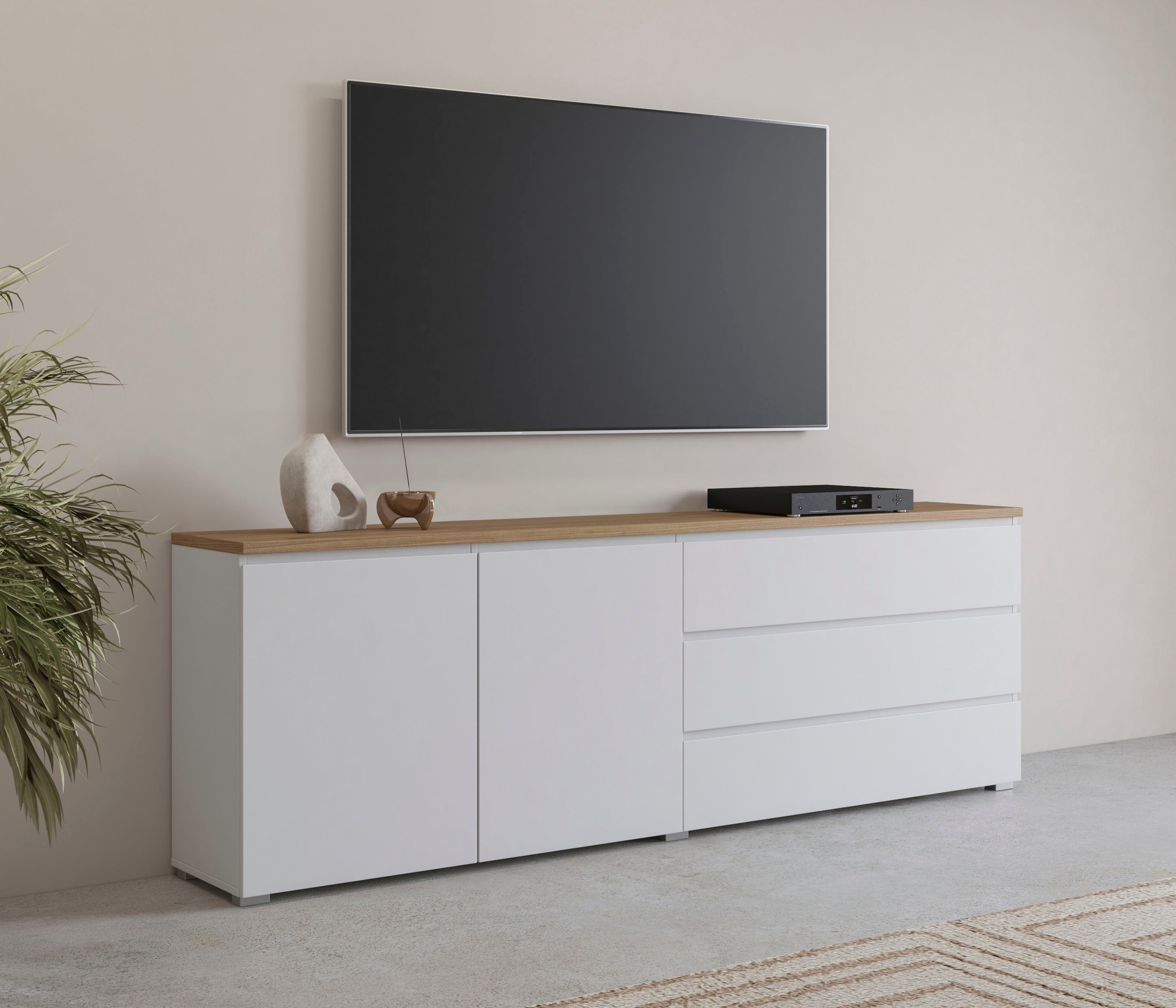INOSIGN Sideboard »Modo, Breite 200 cm, moderne grifflose Kommode 2Türen/3 günstig online kaufen