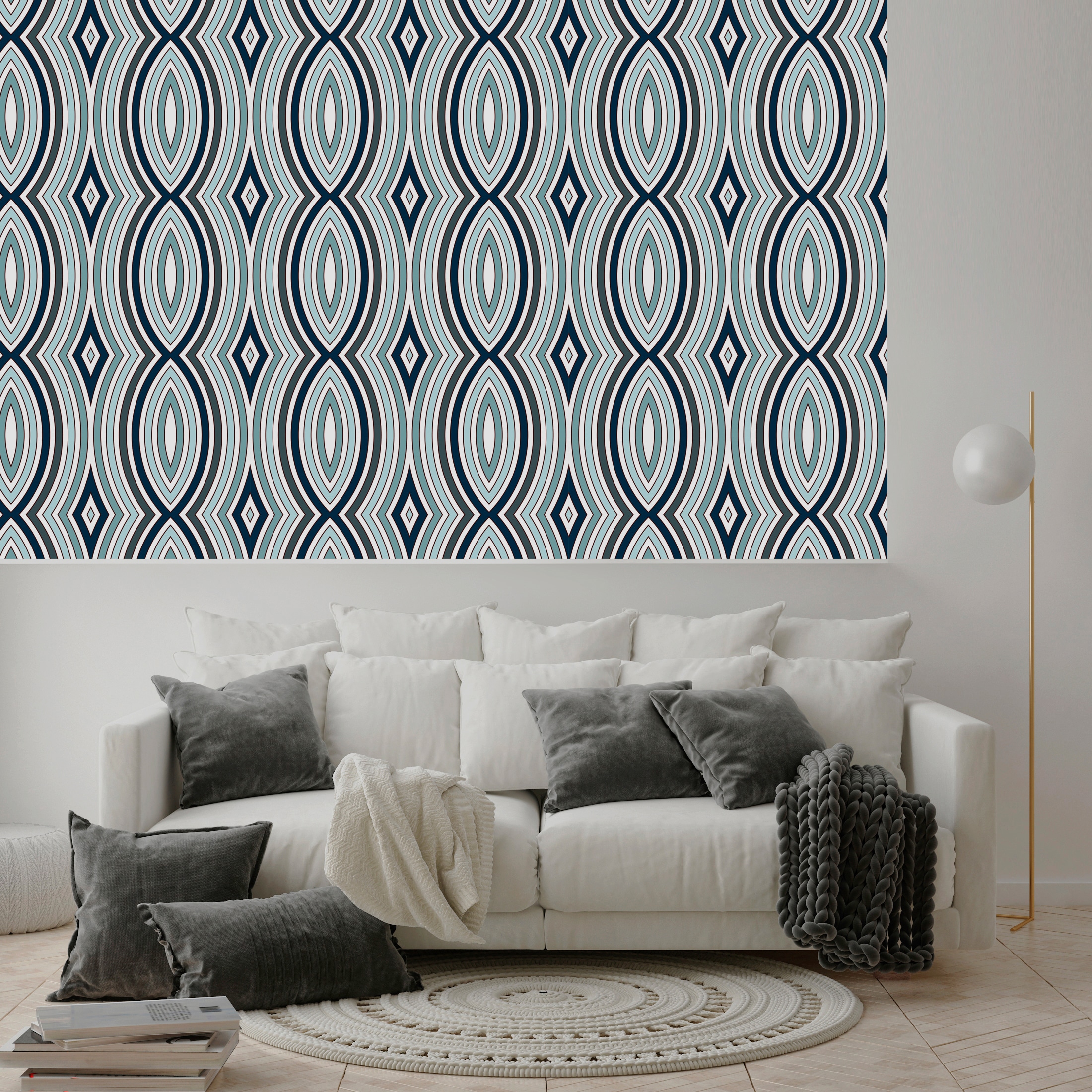 queence Vinyltapete »Elina«, Streifen, 90x250cm, selbstklebend, kinderleichte Anbringung, Sticker