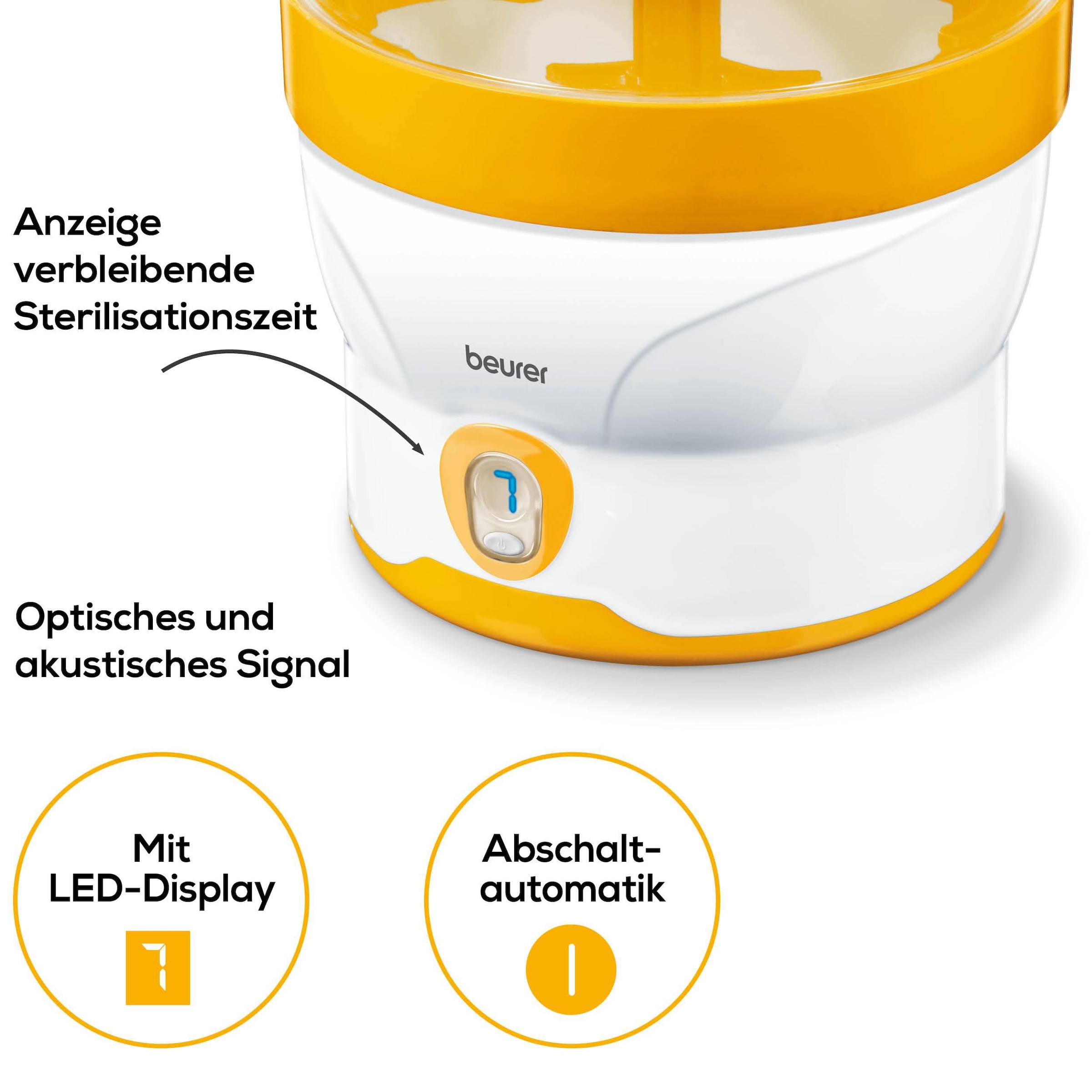 BEURER Dampfsterilisator »BY 76 zur Beseitigung von Haushaltsbakterien«, Desinfiziert 6 Fläschchen und Zubehör in 7 Minuten