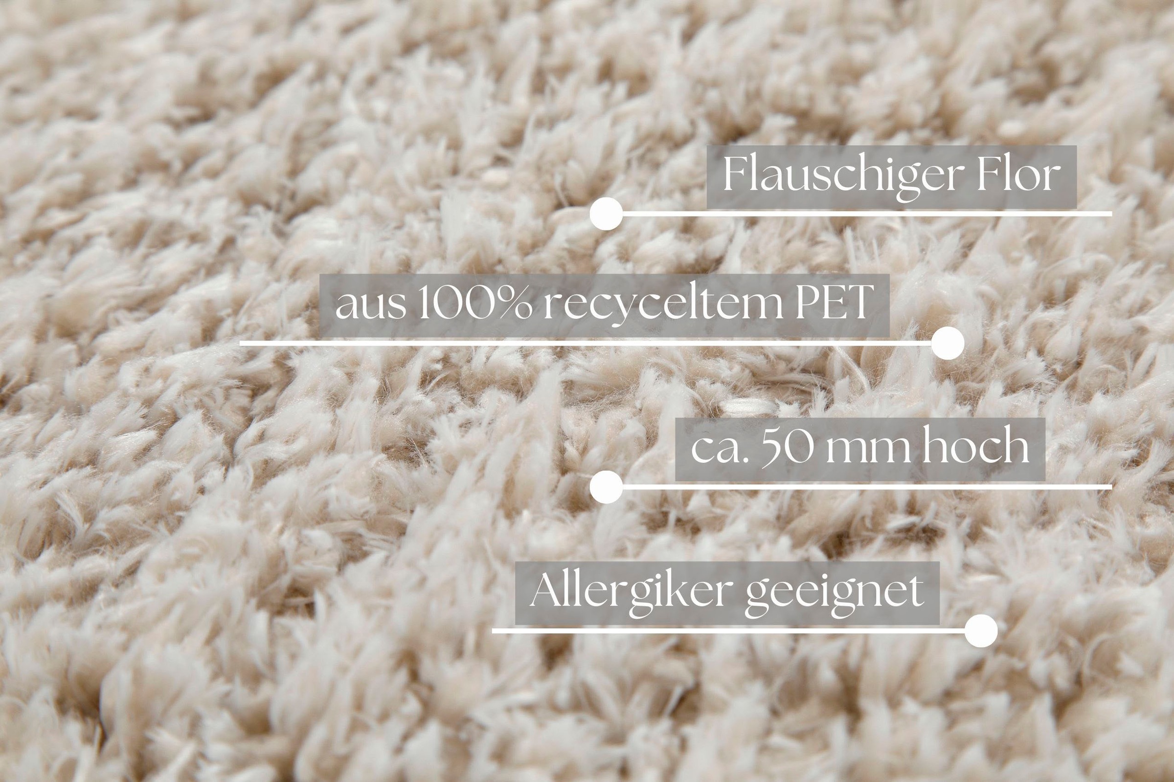 my home Hochflor-Teppich »Josetta«, rund, 50 mm Höhe, Langflor, Shaggy, dichter weicher Hochflor, uni farben, Wohnzimmer